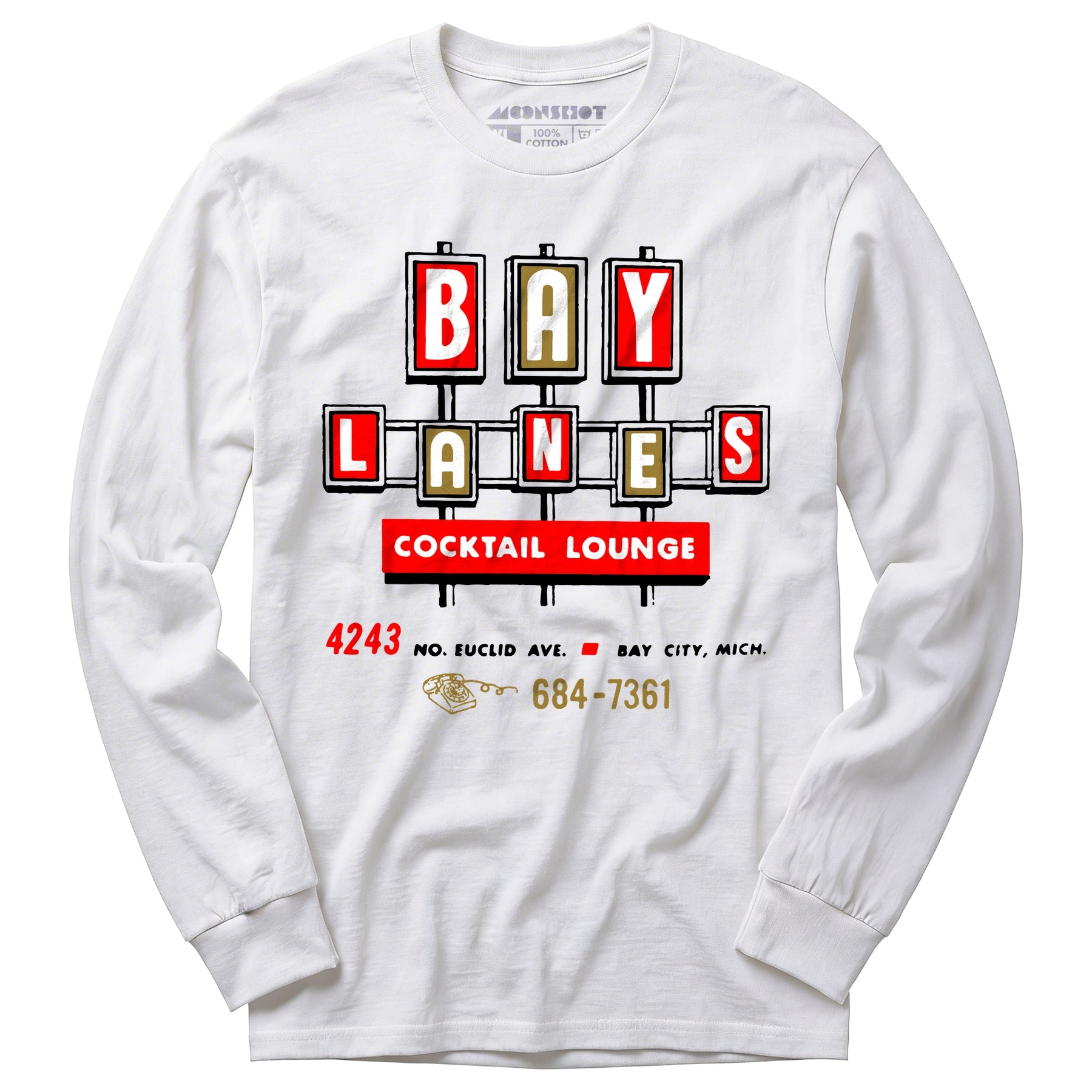 Bay Lanes - Bay City, MI - Vintage Bowling Alley - Long Sleeve T-Shirt