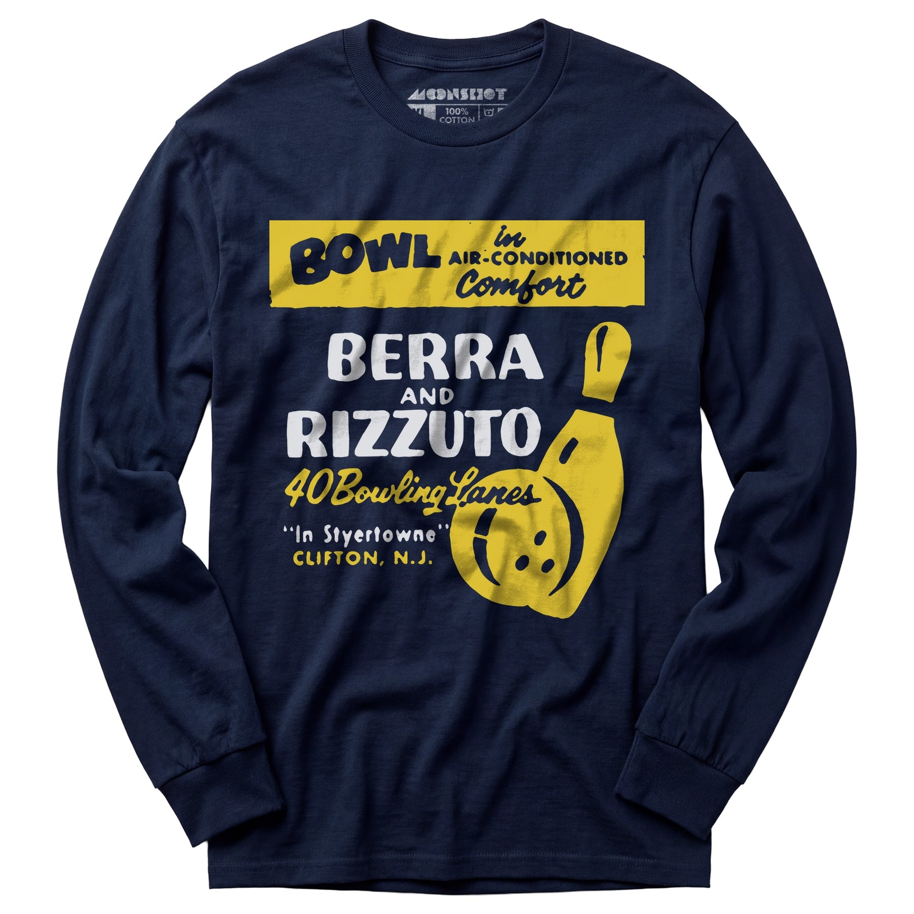 Berra and Rizzuto - Clifton, NJ - Vintage Bowling Alley - Long Sleeve T-Shirt