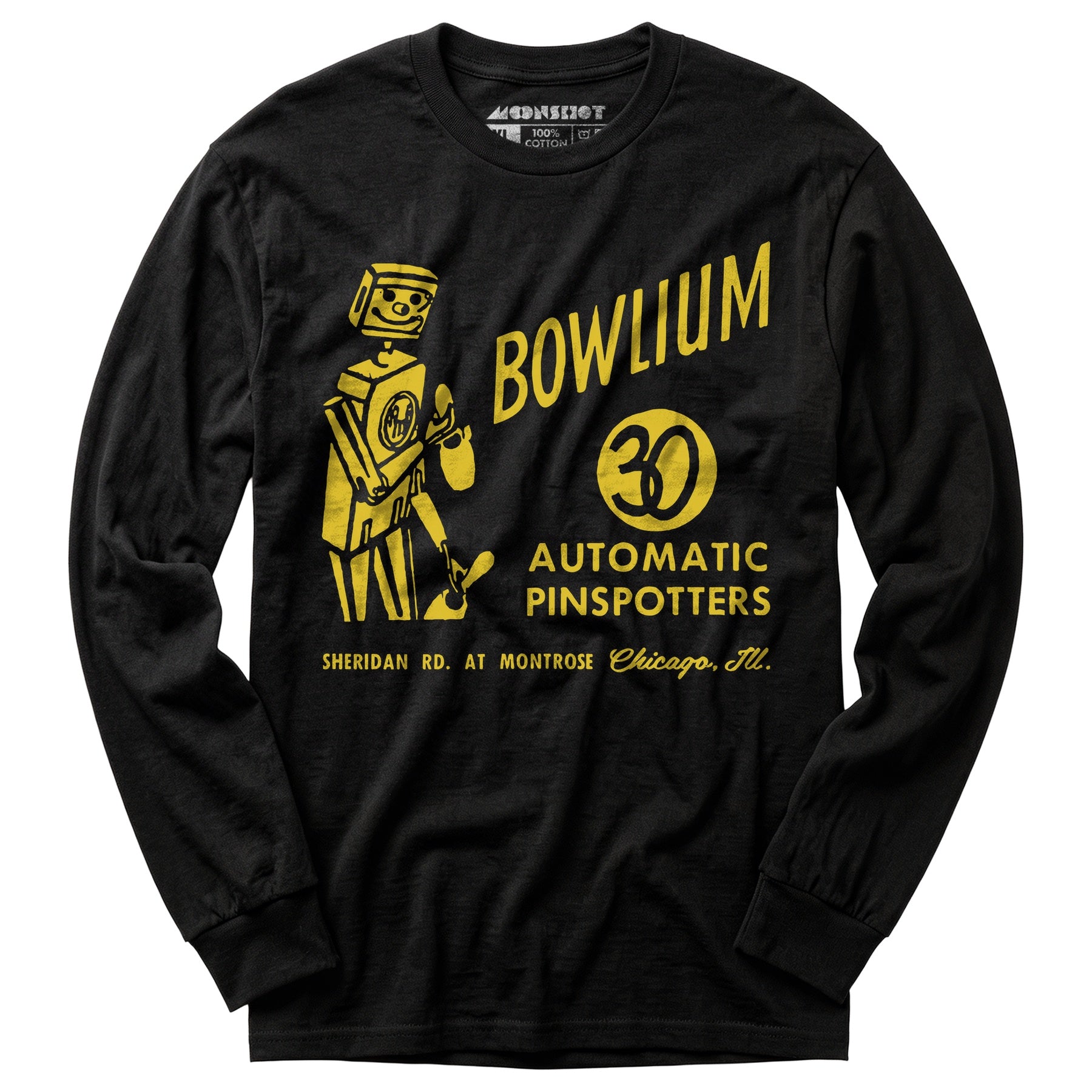 Bowlium v2 - Chicago, IL - Vintage Bowling Alley - Long Sleeve T-Shirt