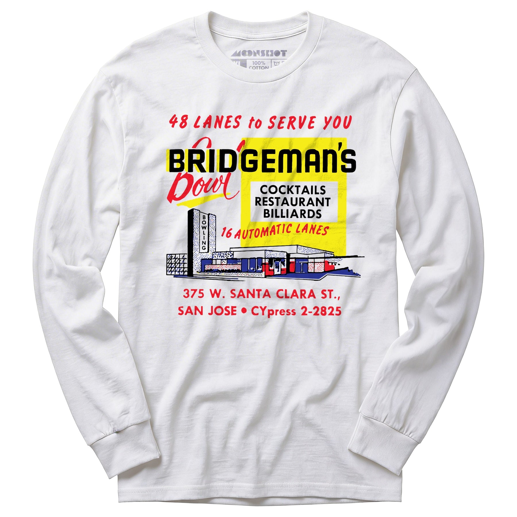 Bridgeman's Bowl - San Jose, CA - Vintage Bowling Alley - Long Sleeve T-Shirt