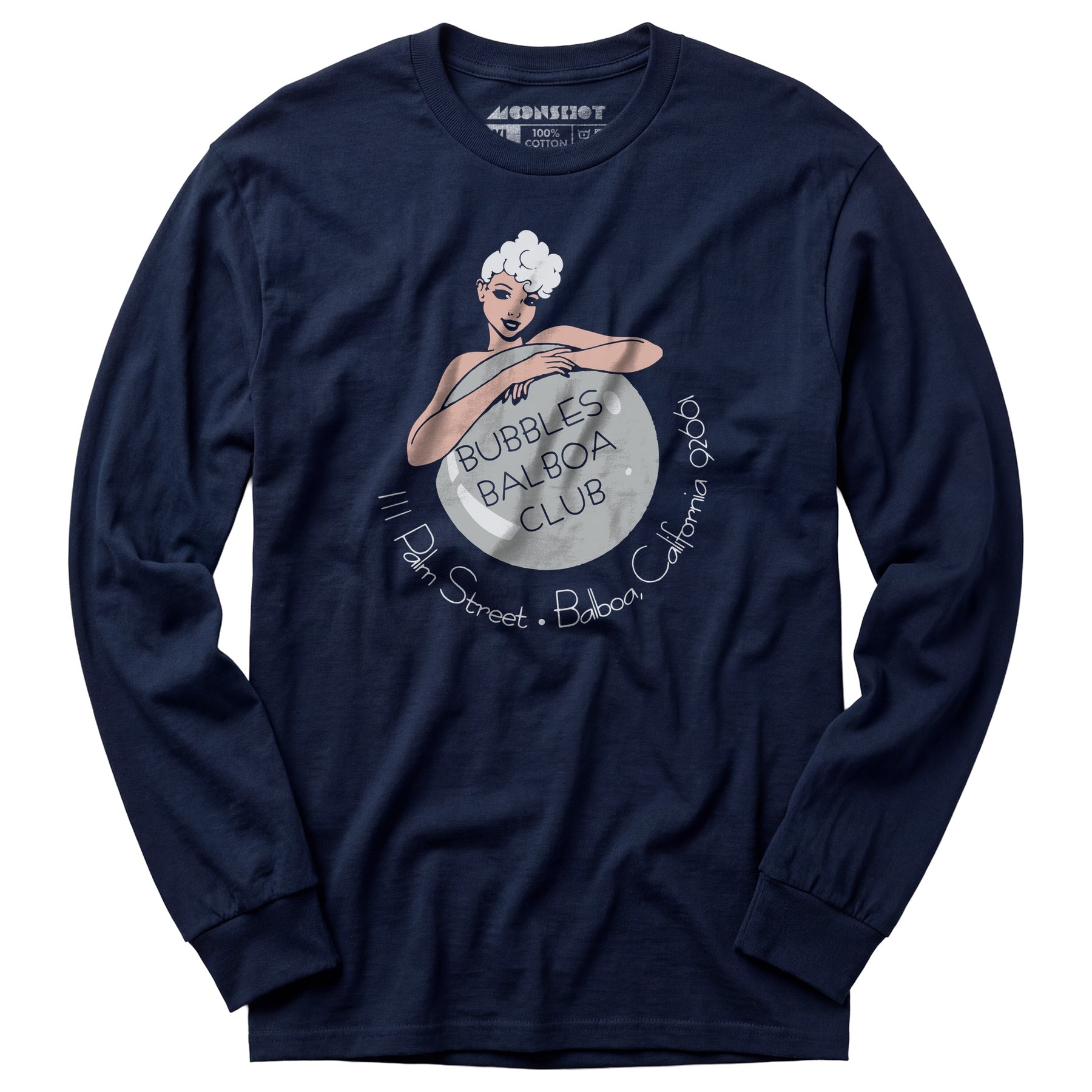 Bubbles Balboa Club - Newport Beach, CA - Vintage Restaurant - Long Sleeve T-Shirt