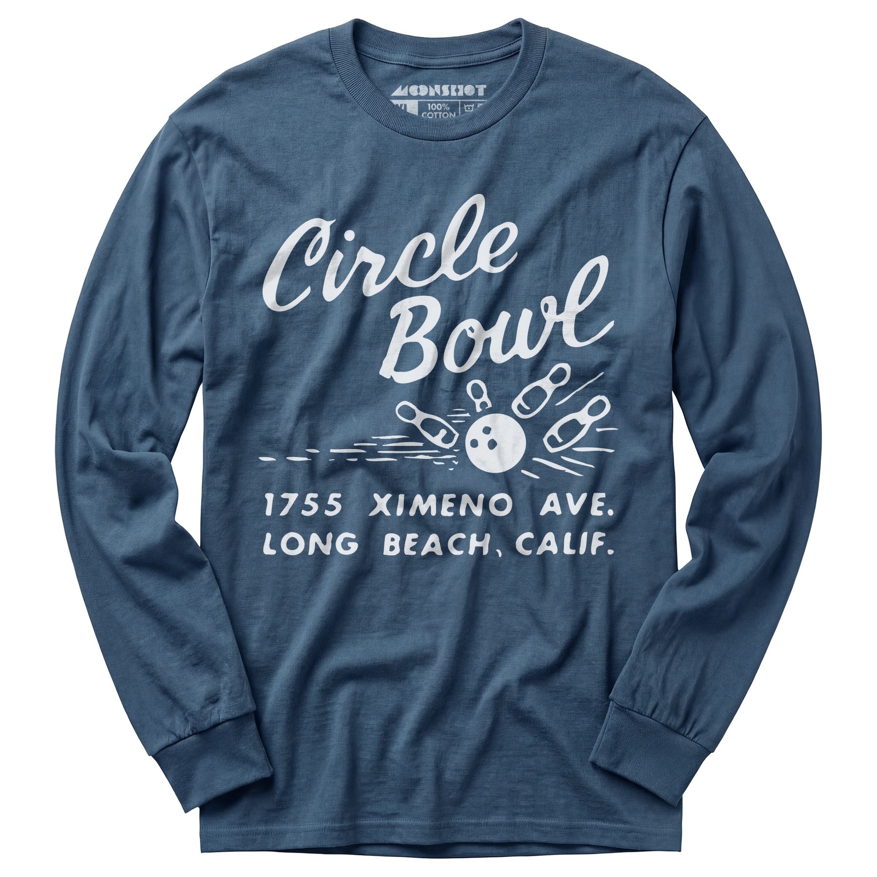 Circle Bowl - Long Beach, CA - Vintage Bowling Alley - Long Sleeve T-Shirt