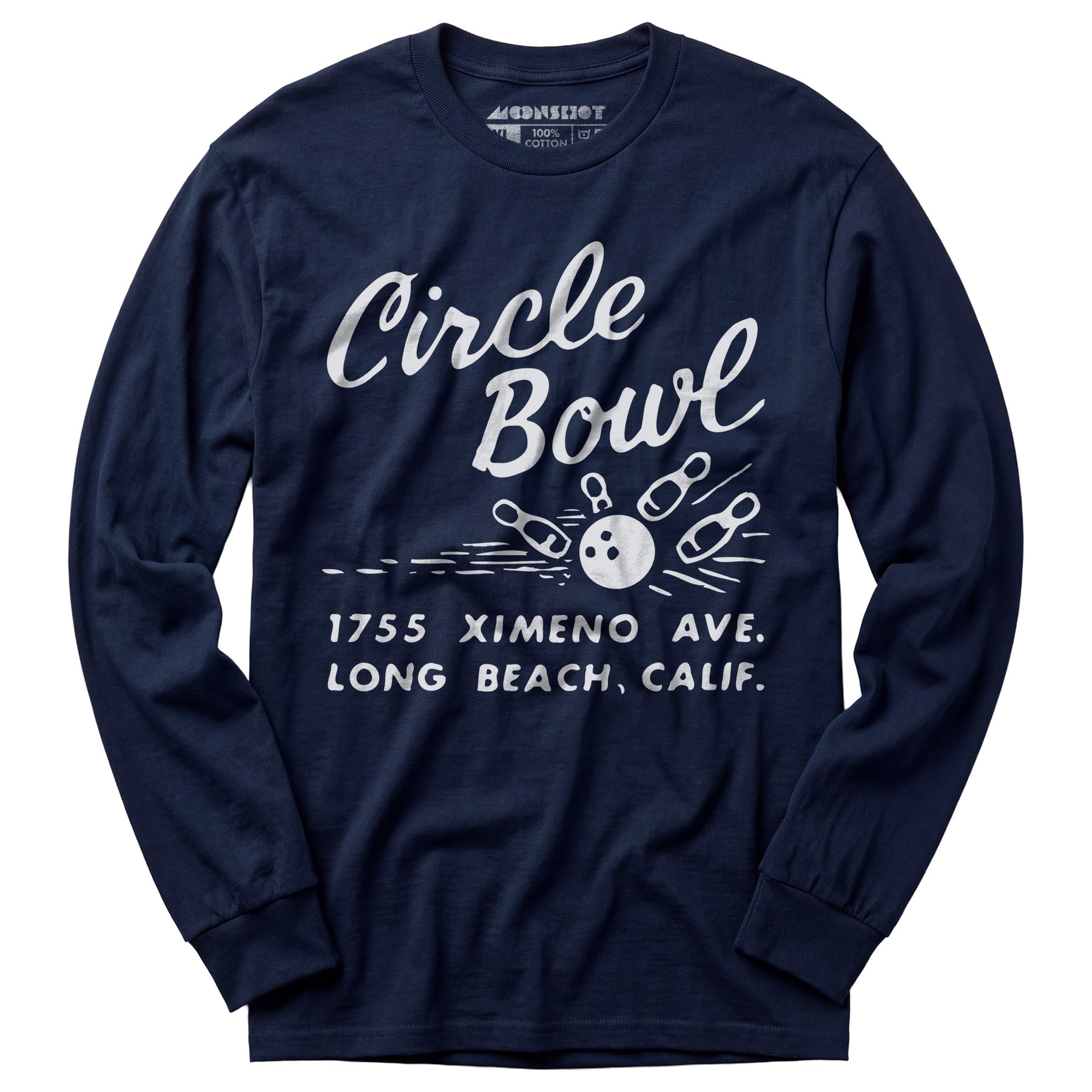 Circle Bowl - Long Beach, CA - Vintage Bowling Alley - Long Sleeve T-Shirt