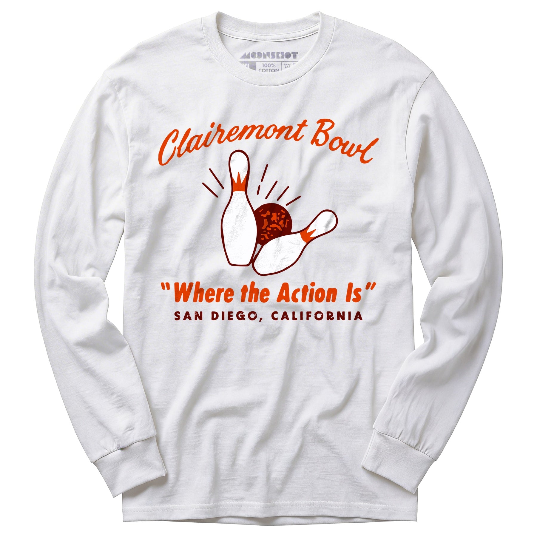 Clairemont Bowl - San Diego, CA - Vintage Bowling Alley - Long Sleeve T-Shirt