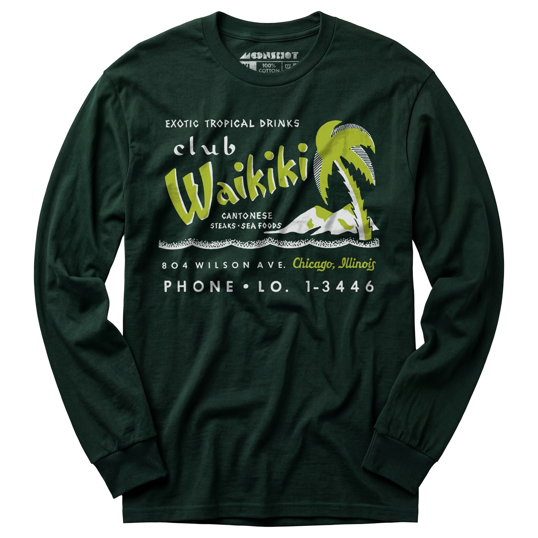 Club Waikiki - Chicago, IL - Vintage Tiki Bar - Long Sleeve T-Shirt