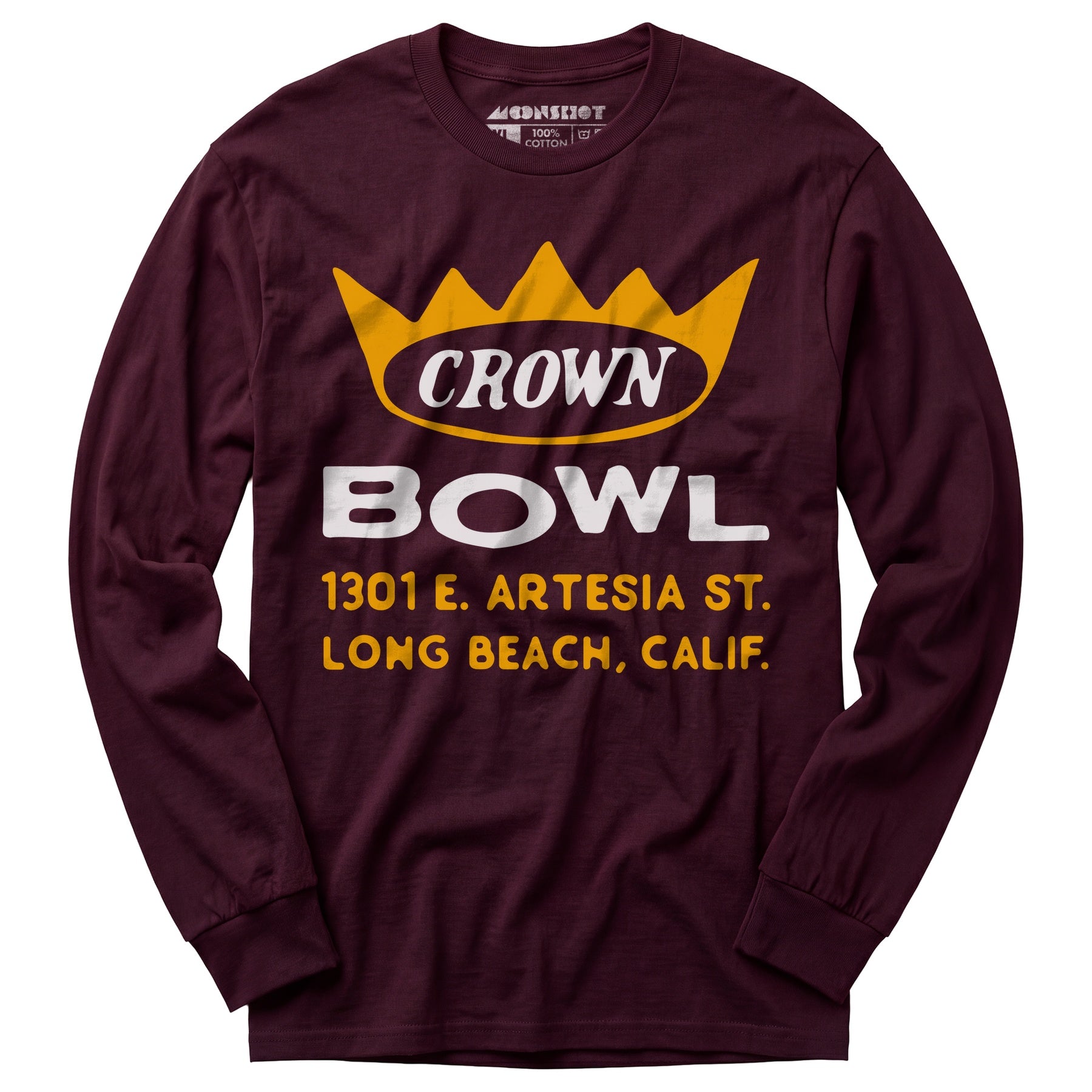 Crown Bowl - Long Beach, CA - Vintage Bowling Alley - Long Sleeve T-Shirt