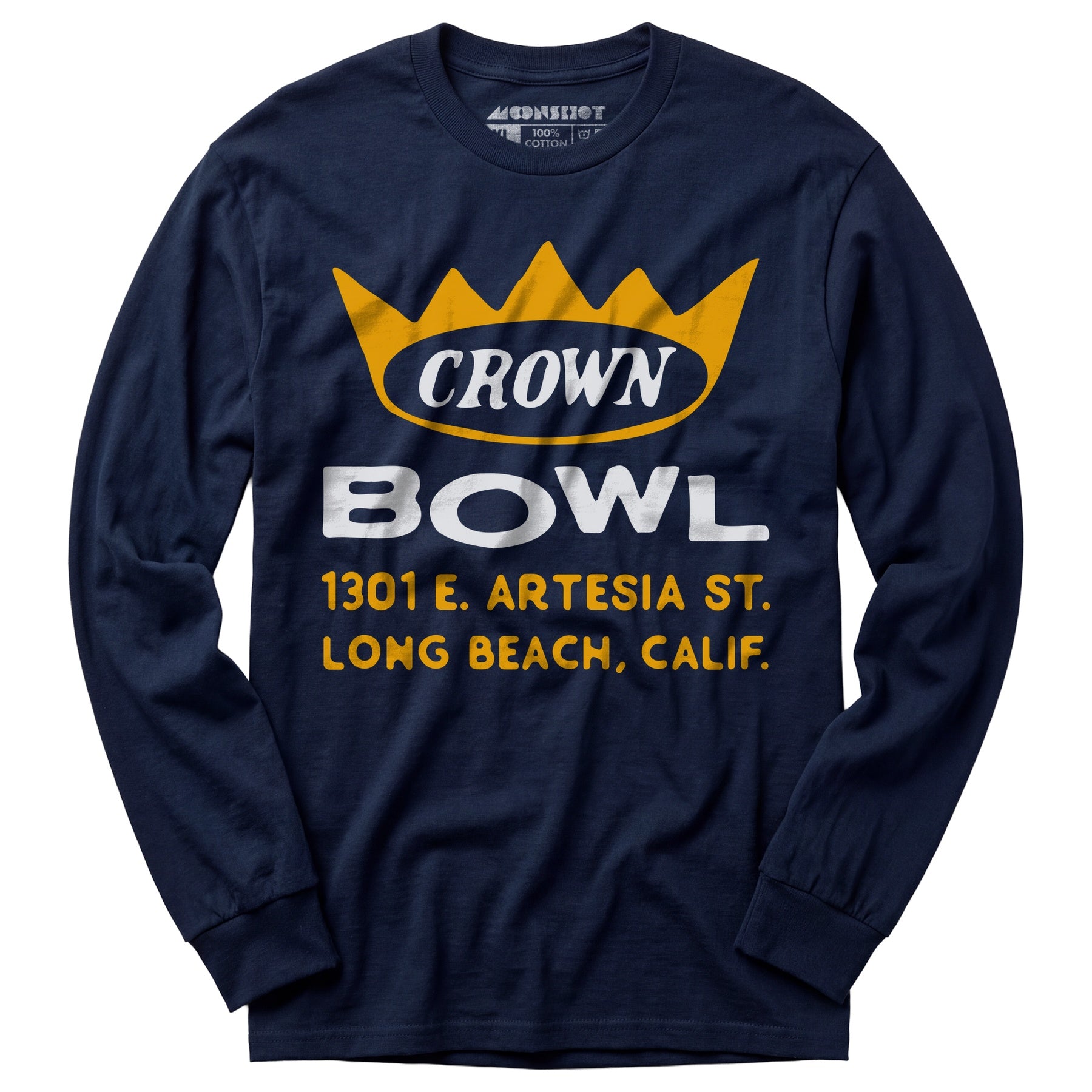 Crown Bowl - Long Beach, CA - Vintage Bowling Alley - Long Sleeve T-Shirt