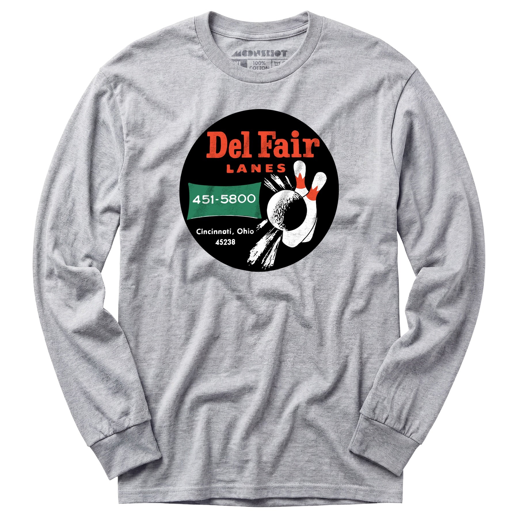 Del Fair Lanes - Cincinnati, OH - Vintage Bowling Alley - Long Sleeve T-Shirt