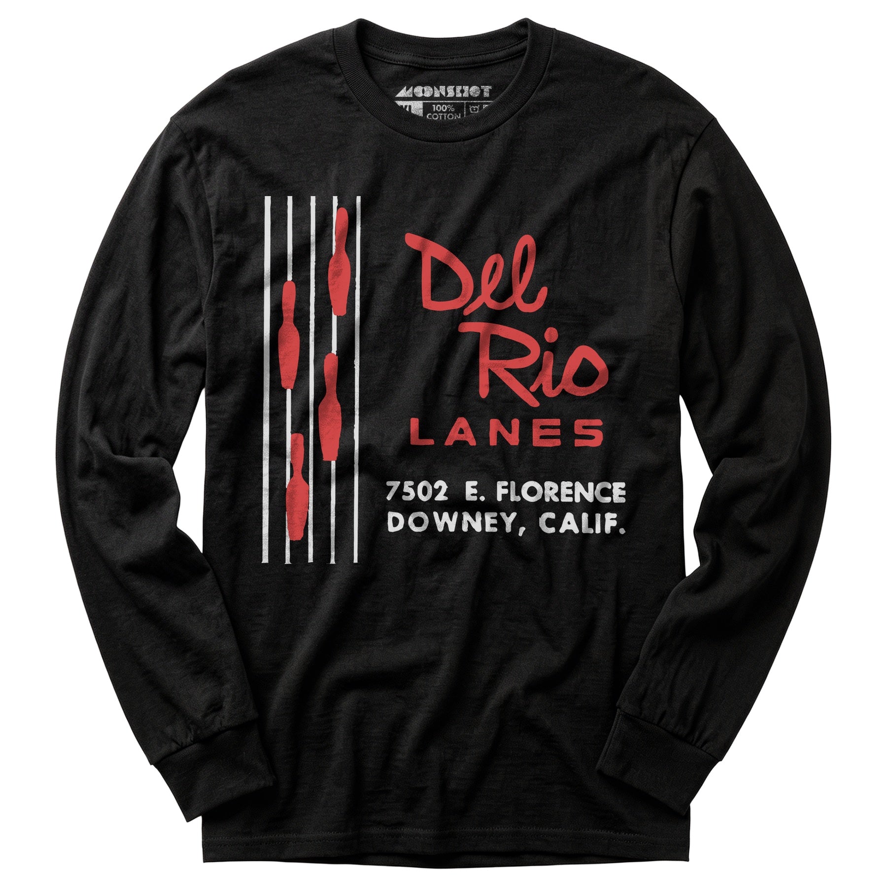 Del Rio Lanes - Downey, CA - Vintage Bowling Alley - Long Sleeve T-Shirt