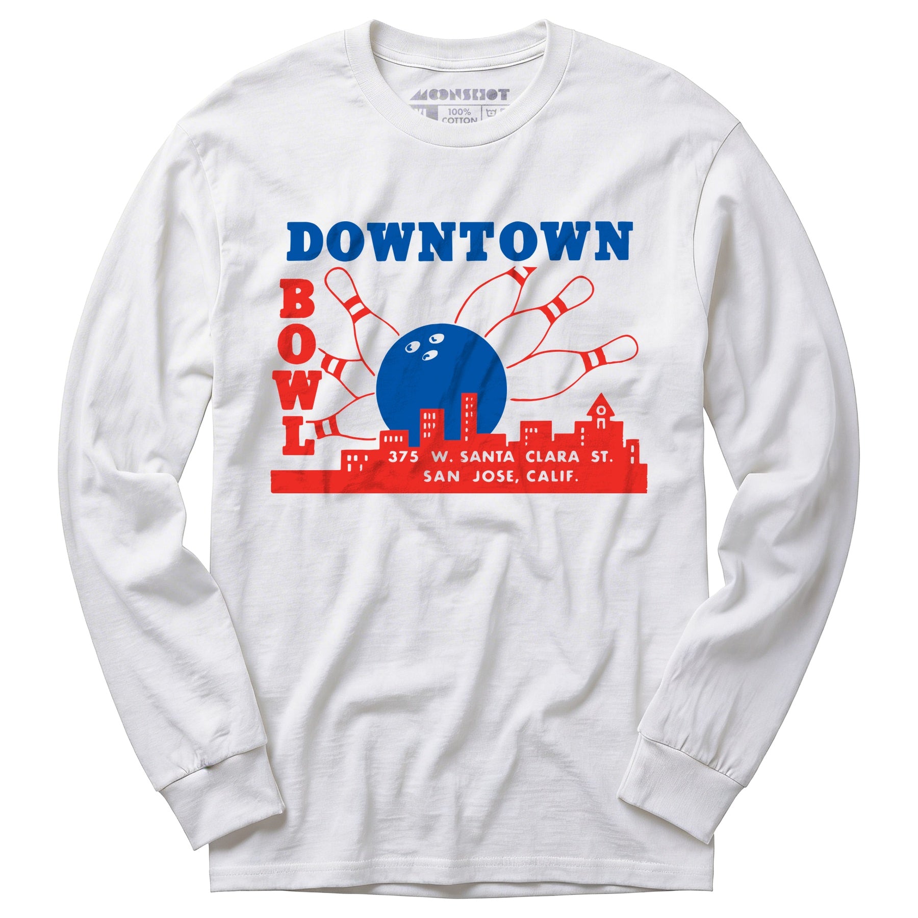 Downtown Bowl - San Jose, CA - Vintage Bowling Alley - Long Sleeve T-Shirt