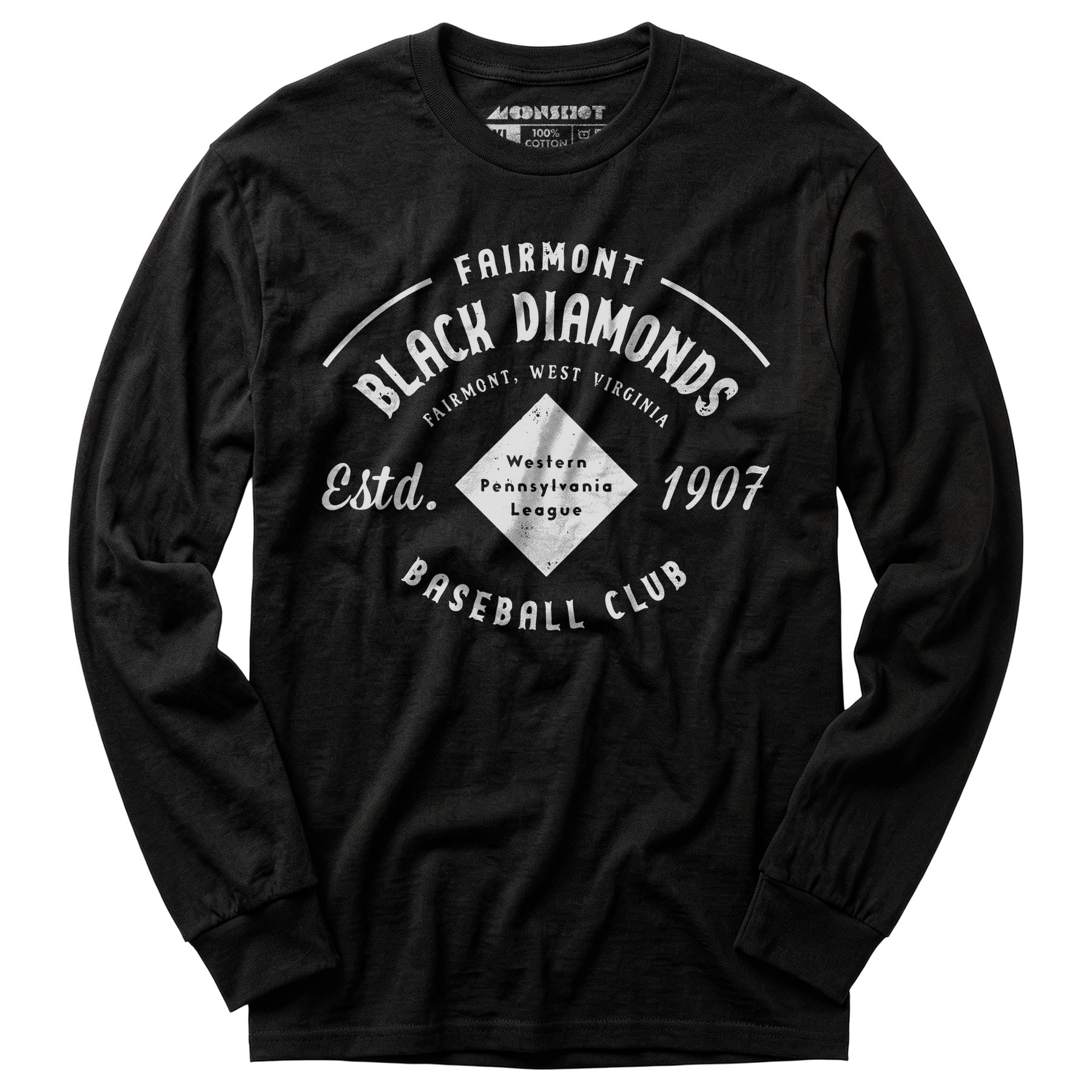 Fairmont Black Diamonds - West Virginia - Vintage Defunct Baseball Teams - Long Sleeve T-Shirt