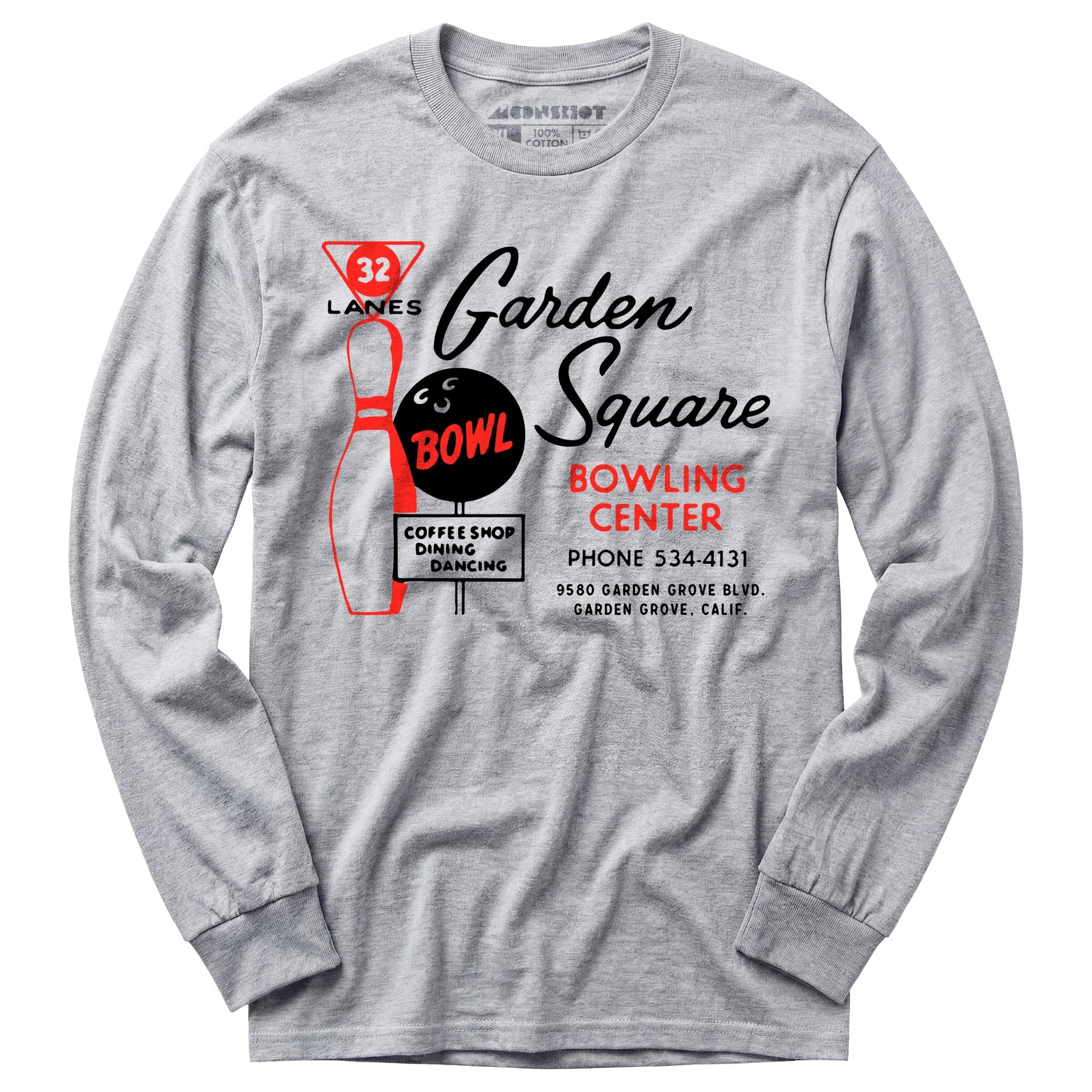 Garden Square Lanes - Garden Grove, CA - Vintage Bowling Alley - Long Sleeve T-Shirt