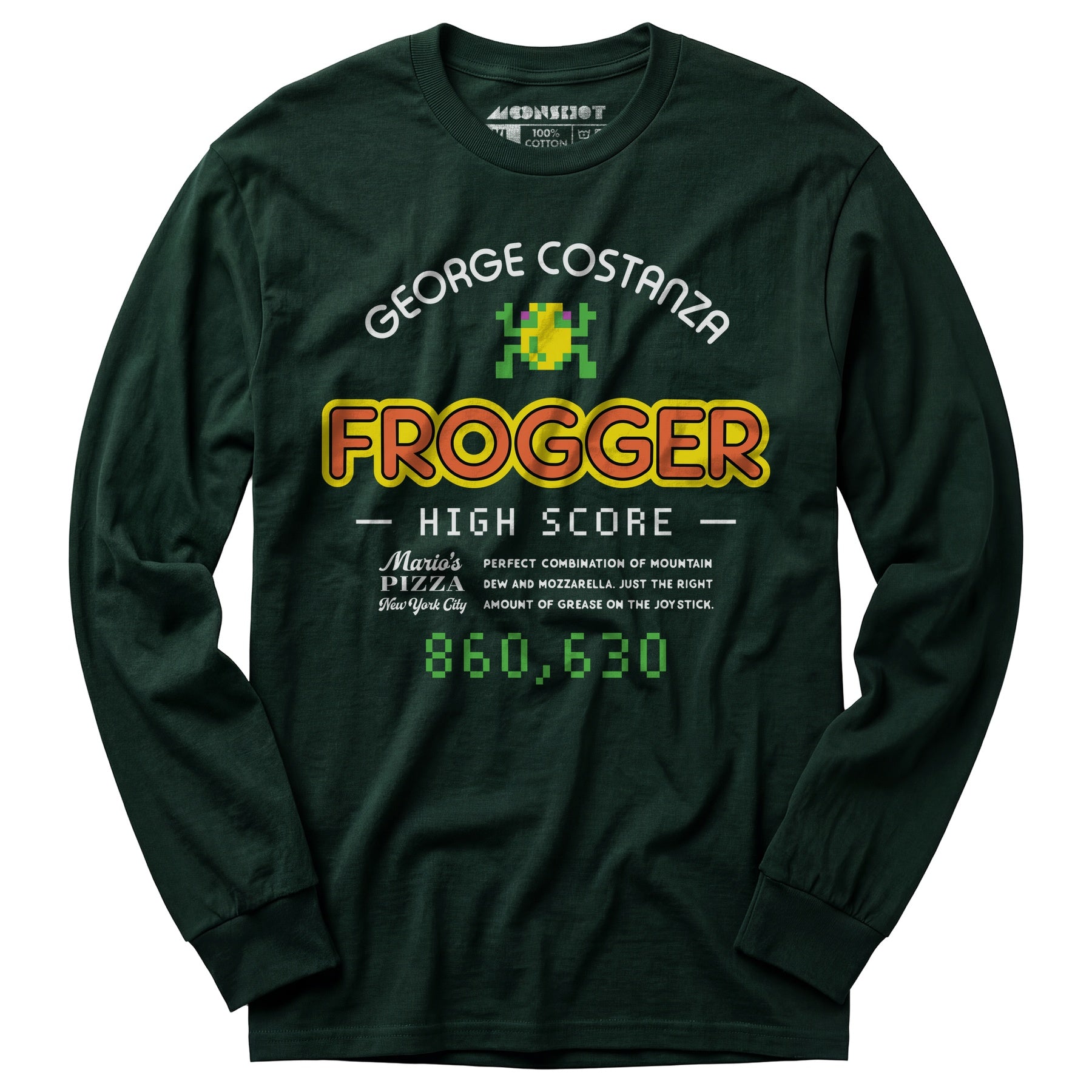 George Costanza Frogger High Score - Mario's Pizza - Long Sleeve T-Shirt