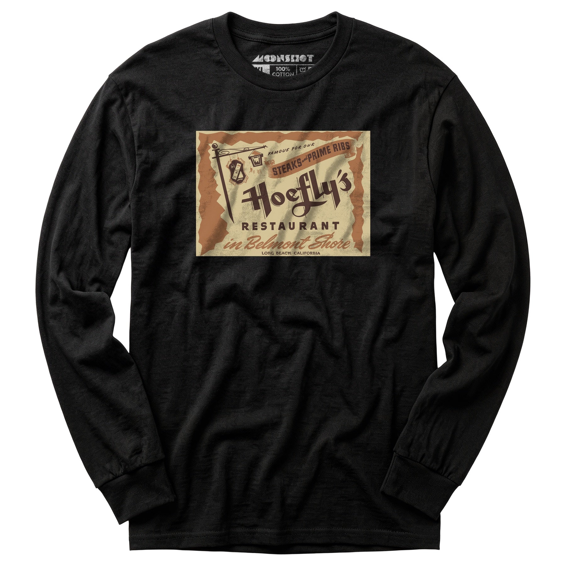 Hoefly's - Belmont Shore, CA - Vintage Restaurant - Long Sleeve T-Shirt
