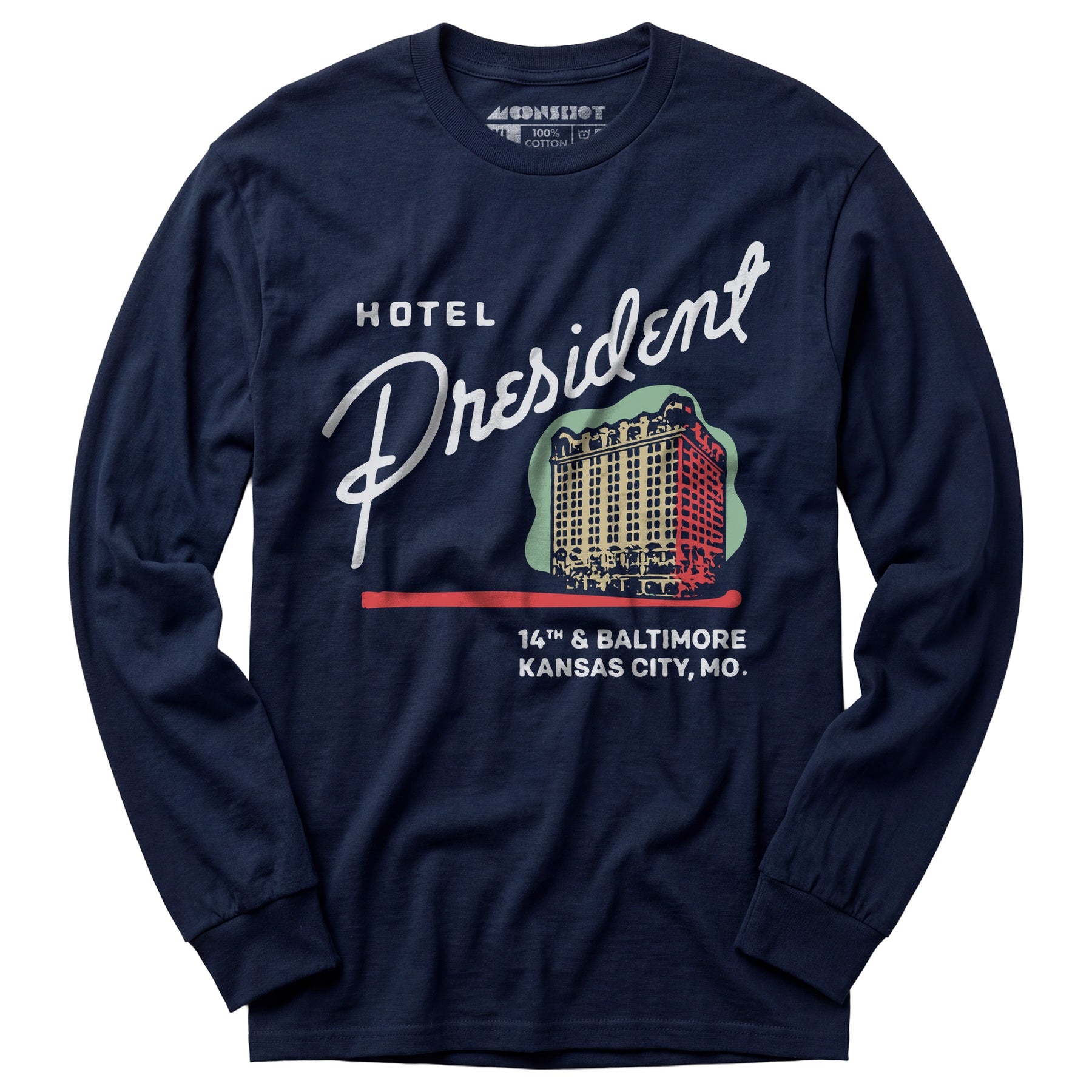 Hotel President - Kansas City, MO - Vintage Hotel - Long Sleeve T-Shirt