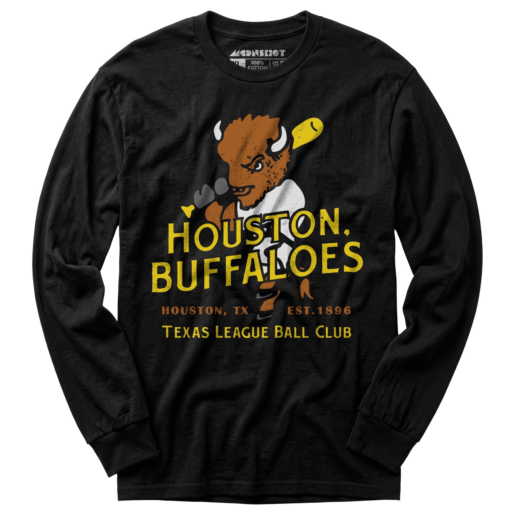 Houston Buffaloes - Texas - Vintage Defunct Baseball Teams - Long Sleeve T-Shirt
