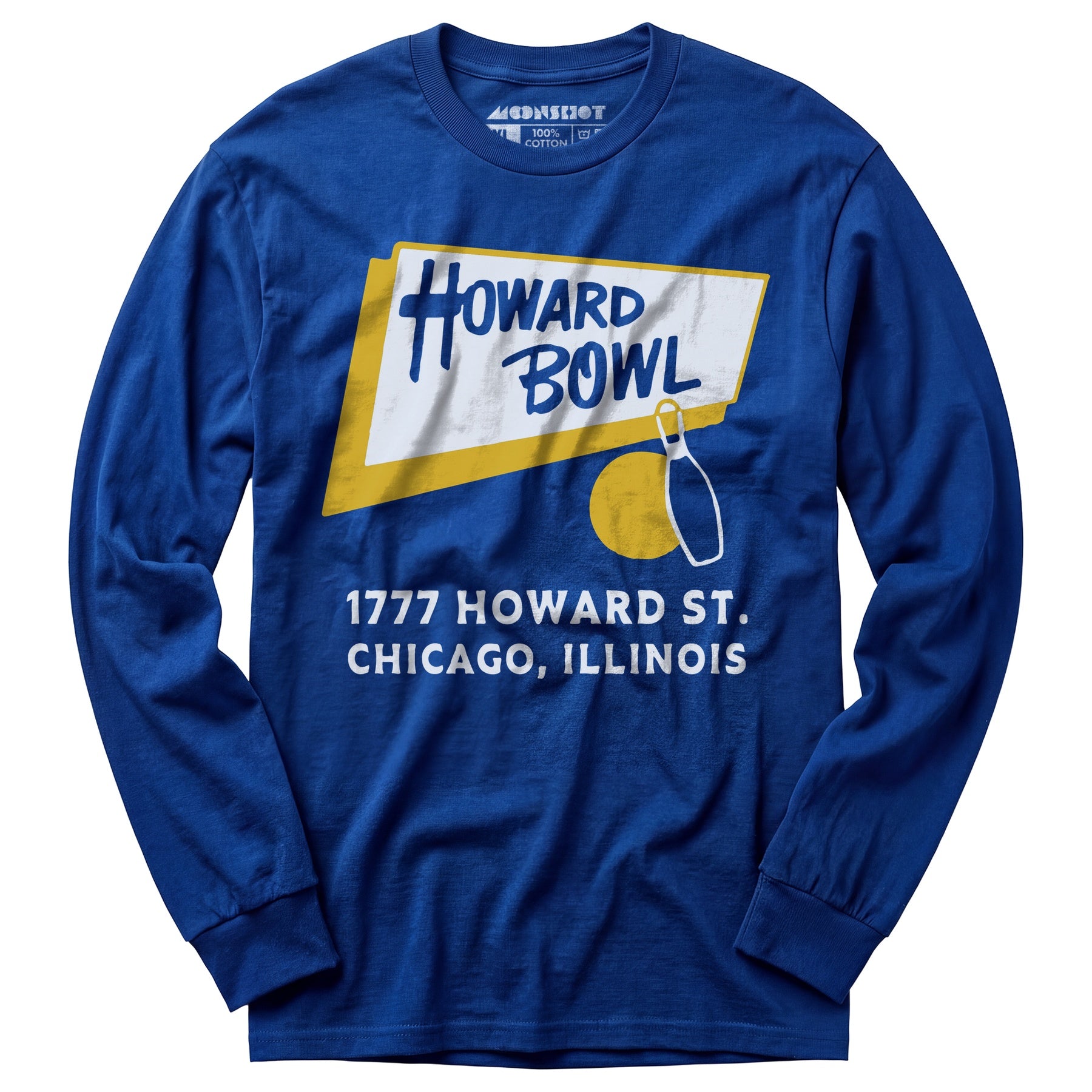 Howard Bowl - Chicago, IL - Vintage Bowling Alley - Long Sleeve T-Shirt