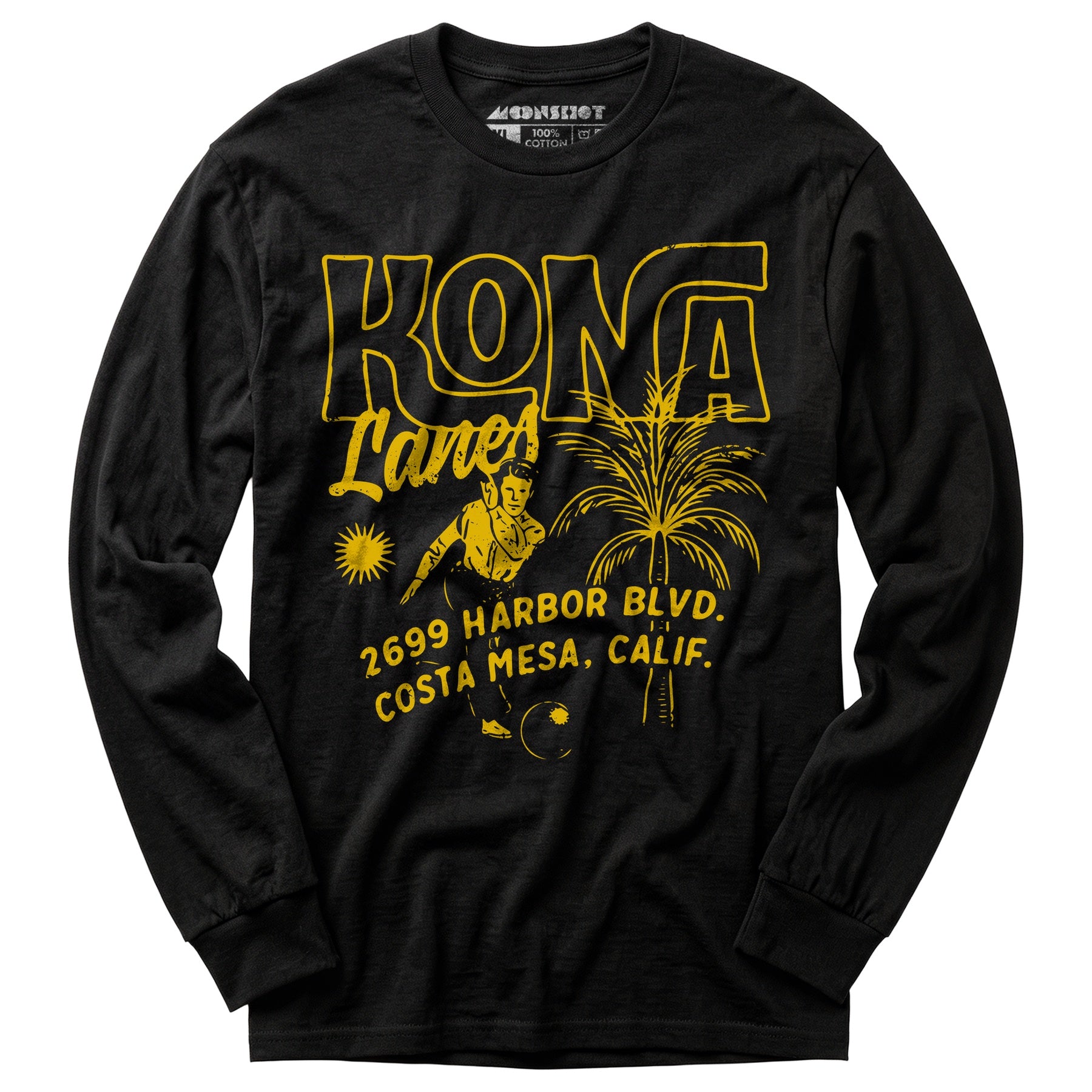 Kona Lanes v3 - Costa Mesa, CA - Vintage Bowling Alley - Long Sleeve T-Shirt