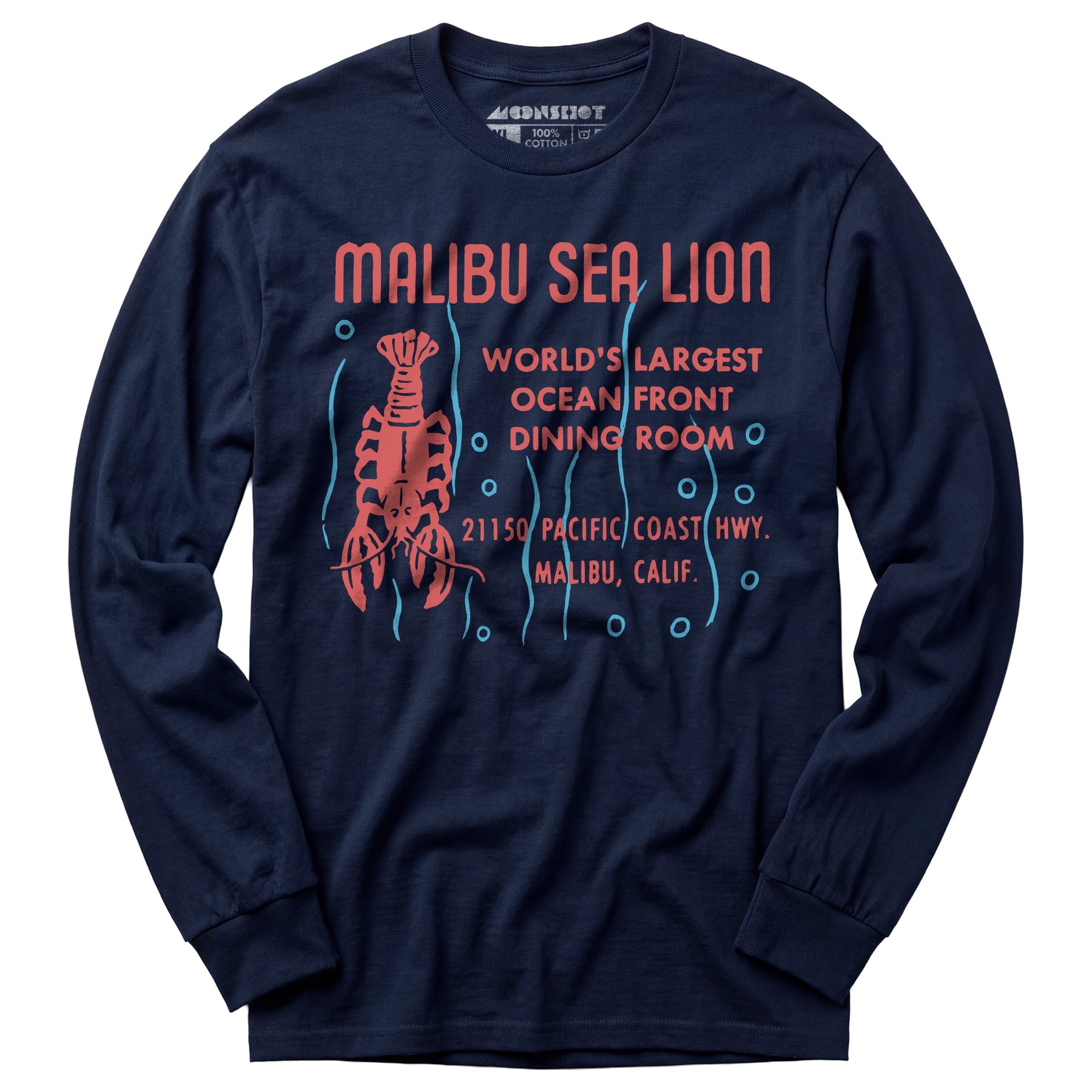Malibu Sea Lion - Malibu, CA - Vintage Restaurant - Long Sleeve T-Shirt