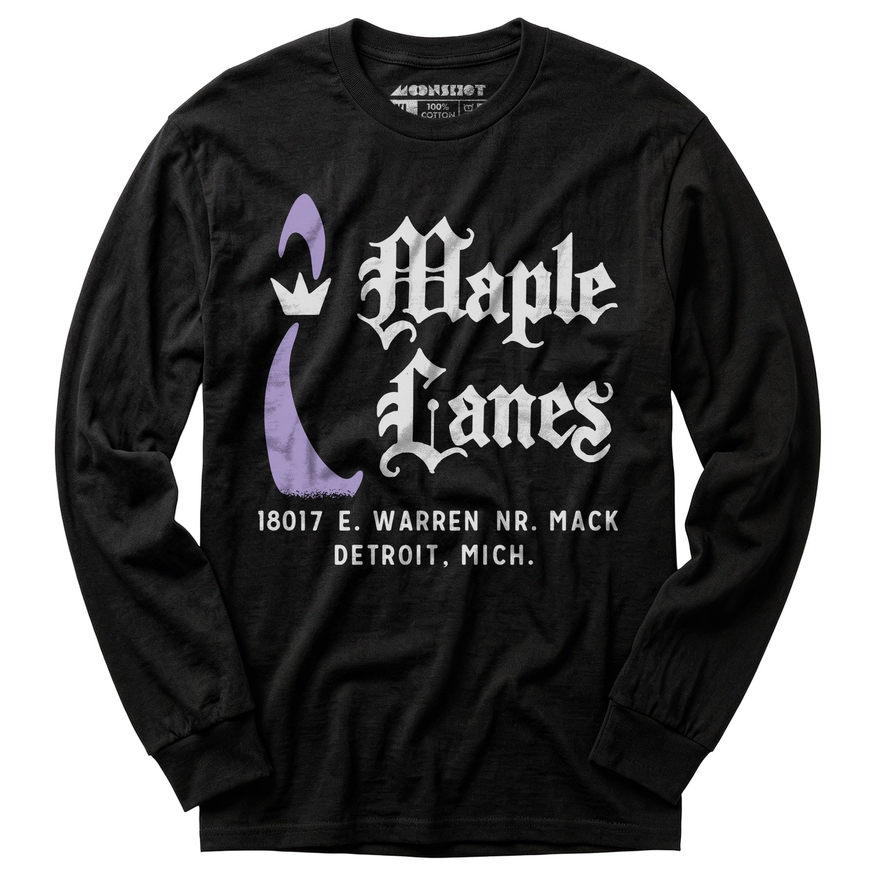 Maple Lanes - Detroit, MI - Vintage Bowling Alley - Long Sleeve T-Shirt