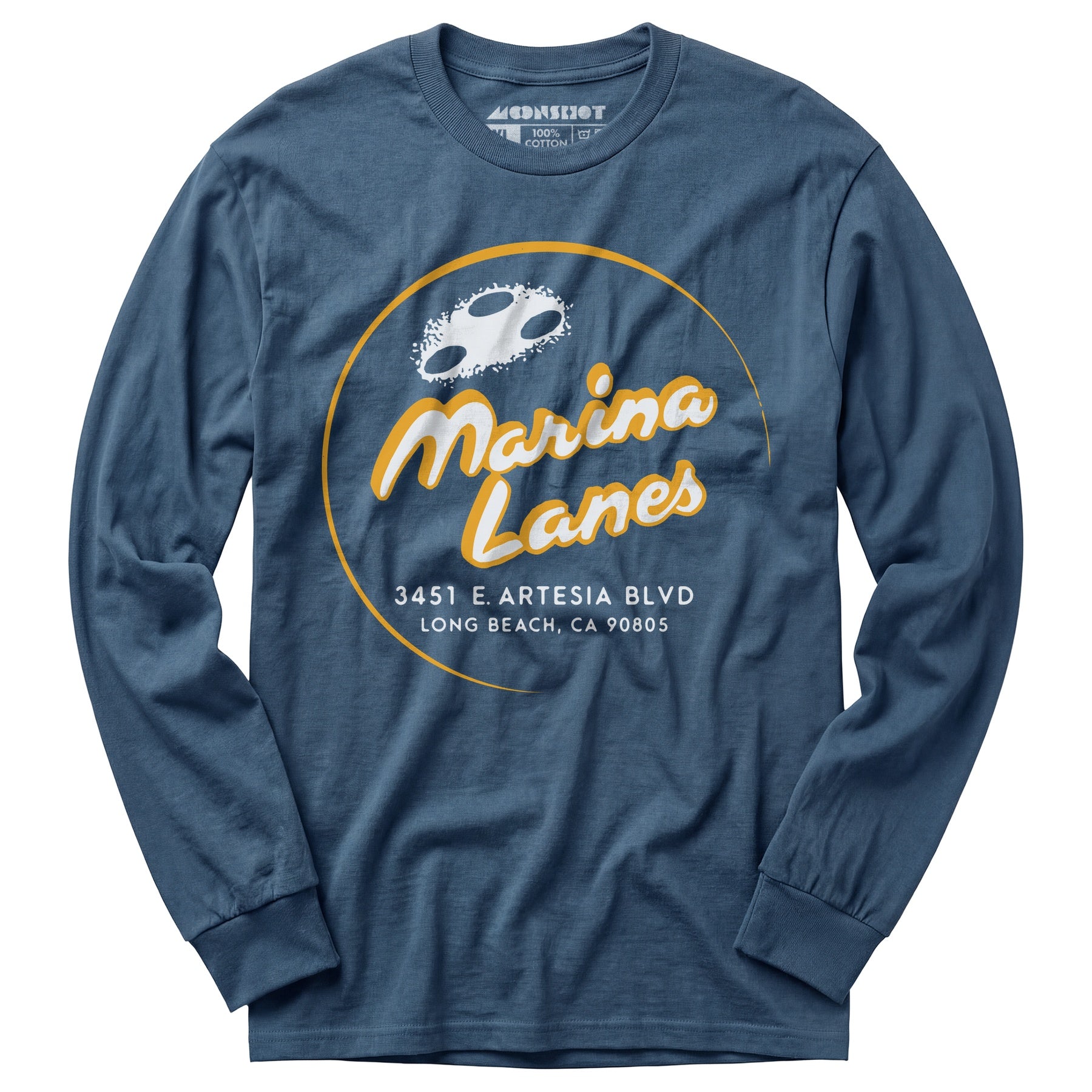 Marina Lanes - Long Beach, CA - Vintage Bowling Alley - Long Sleeve T-Shirt
