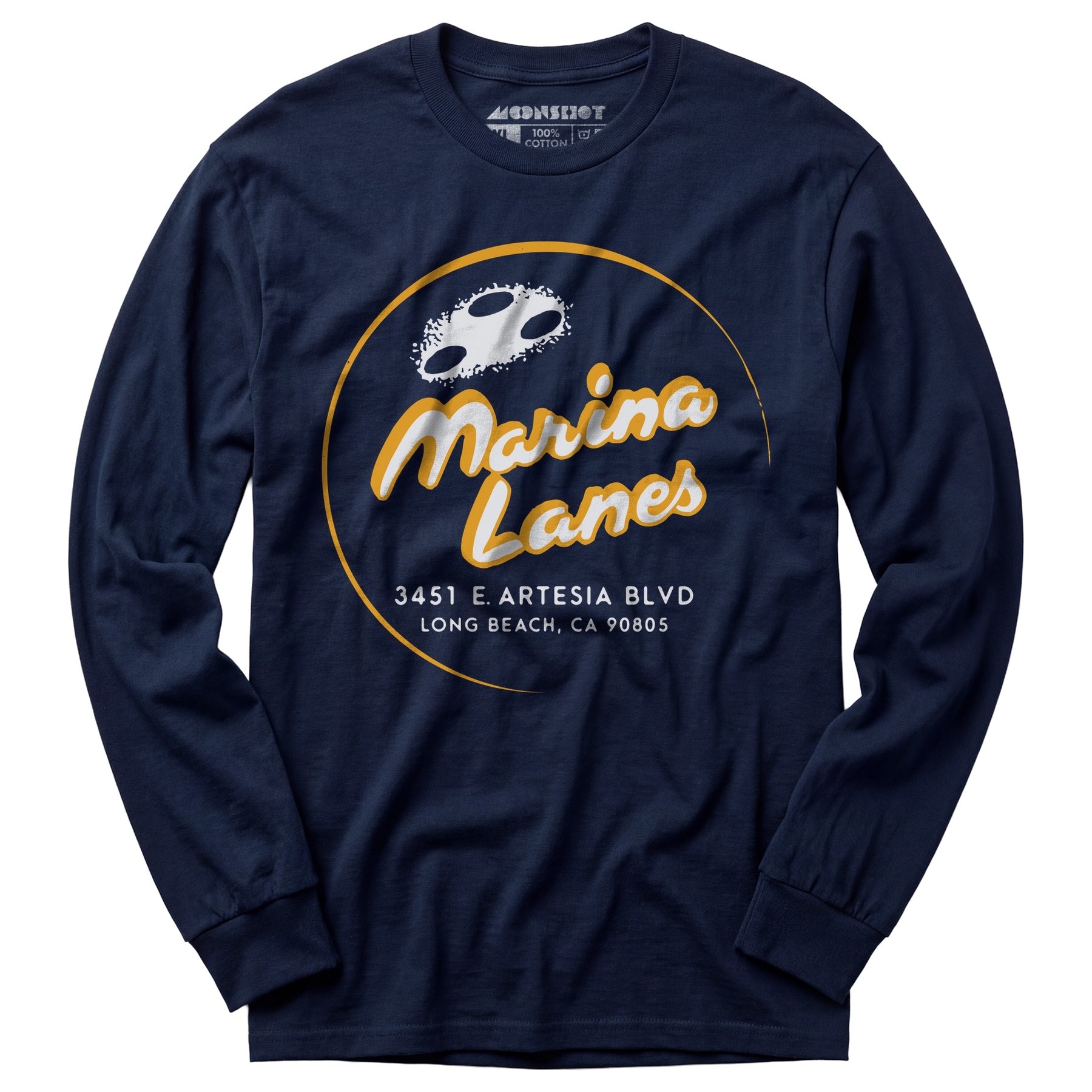 Marina Lanes - Long Beach, CA - Vintage Bowling Alley - Long Sleeve T-Shirt