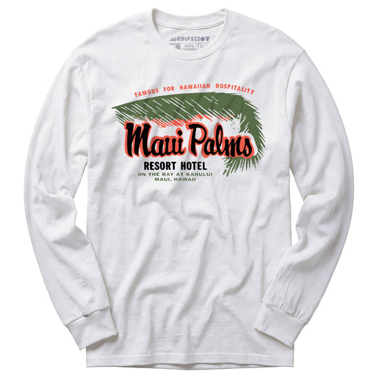 Maui Palms - Hawaii - Vintage Resort Hotel - Long Sleeve T-Shirt