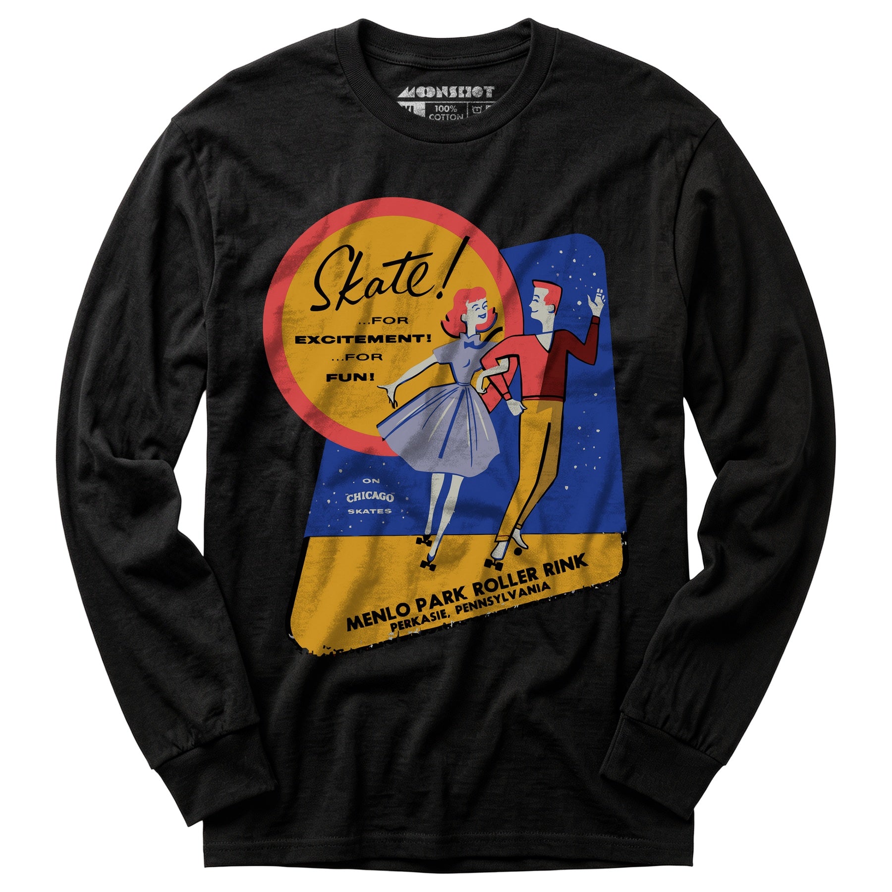 Menlo Park Roller Rink - Perkasie, PA - Vintage Roller Rink - Long Sleeve T-Shirt