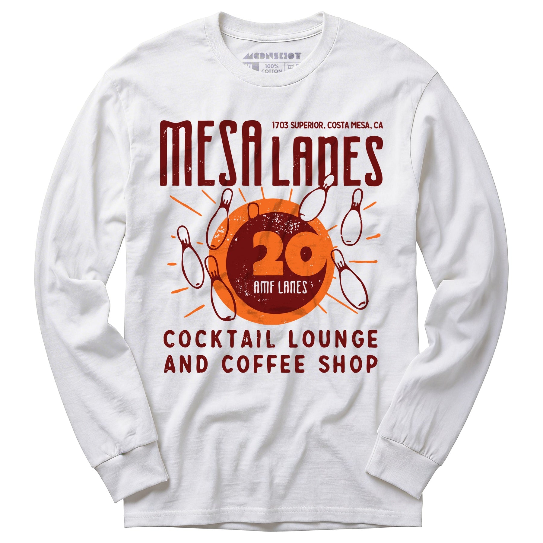 Mesa Lanes - Costa Mesa, CA - Vintage Bowling Alley - Long Sleeve T-Shirt