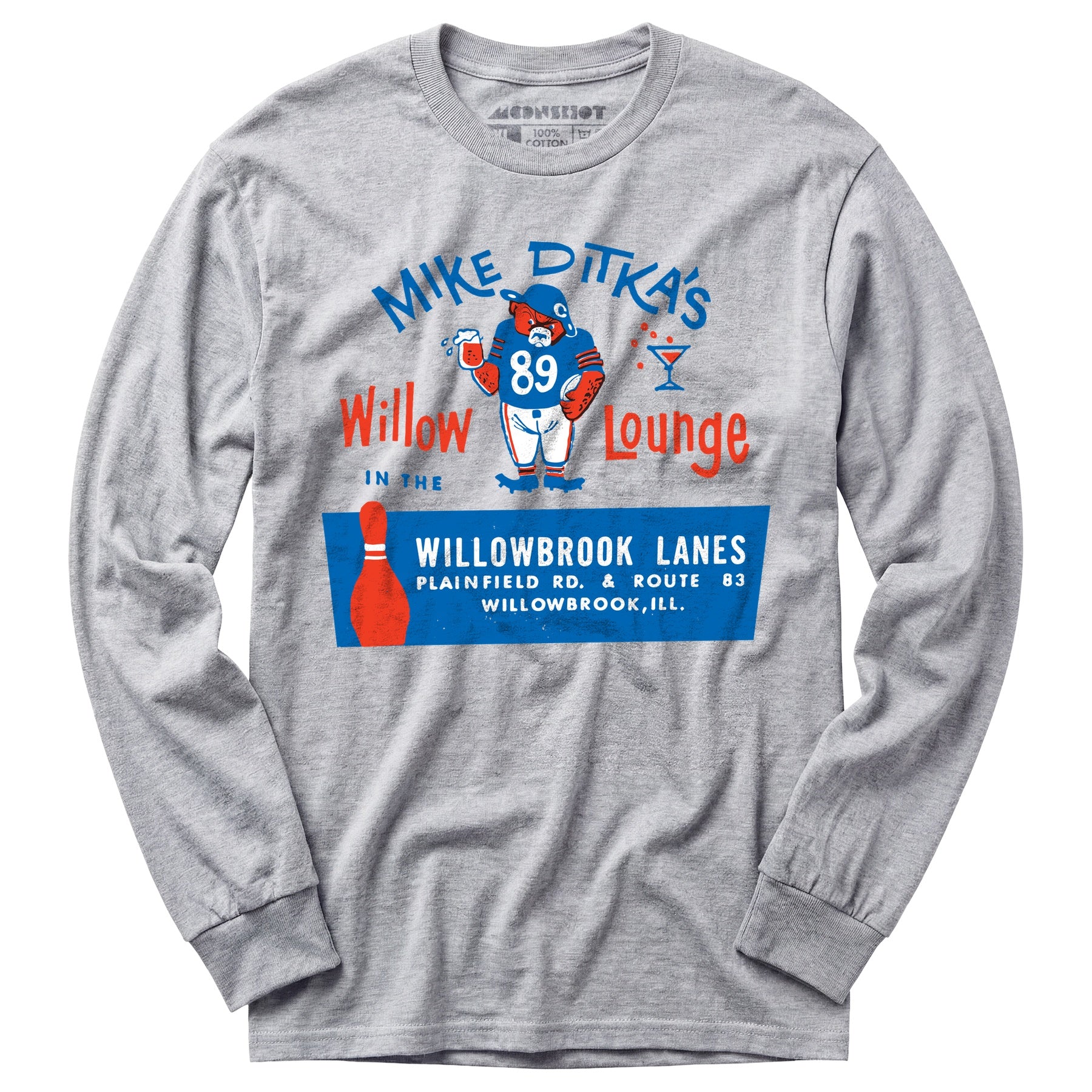 Mike Ditka's Willow Lounge - Willowbrook, IL - Vintage Bowling Alley - Long Sleeve T-Shirt