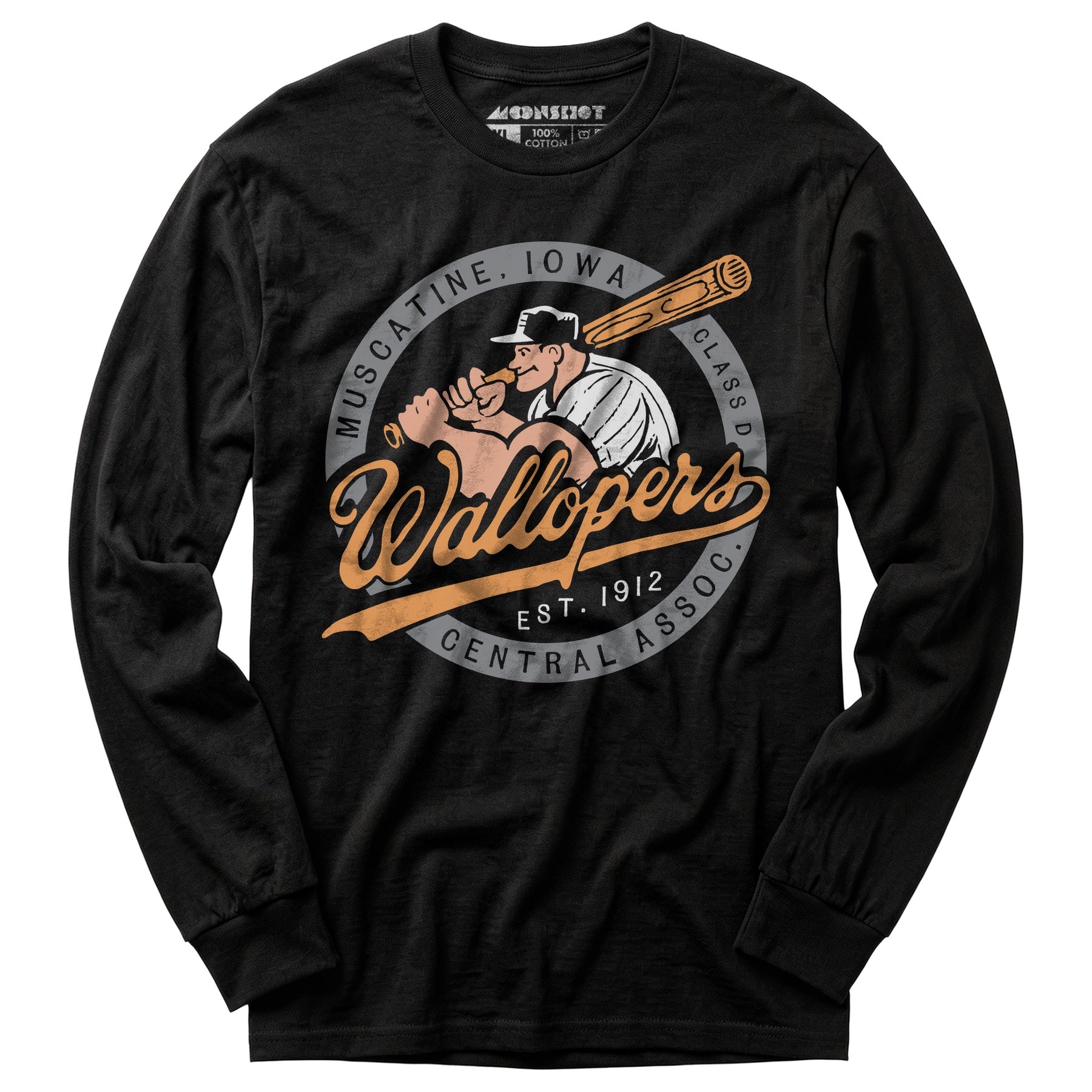 Muscatine Wallopers - Iowa  - Vintage Defunct Baseball Teams - Long Sleeve T-Shirt