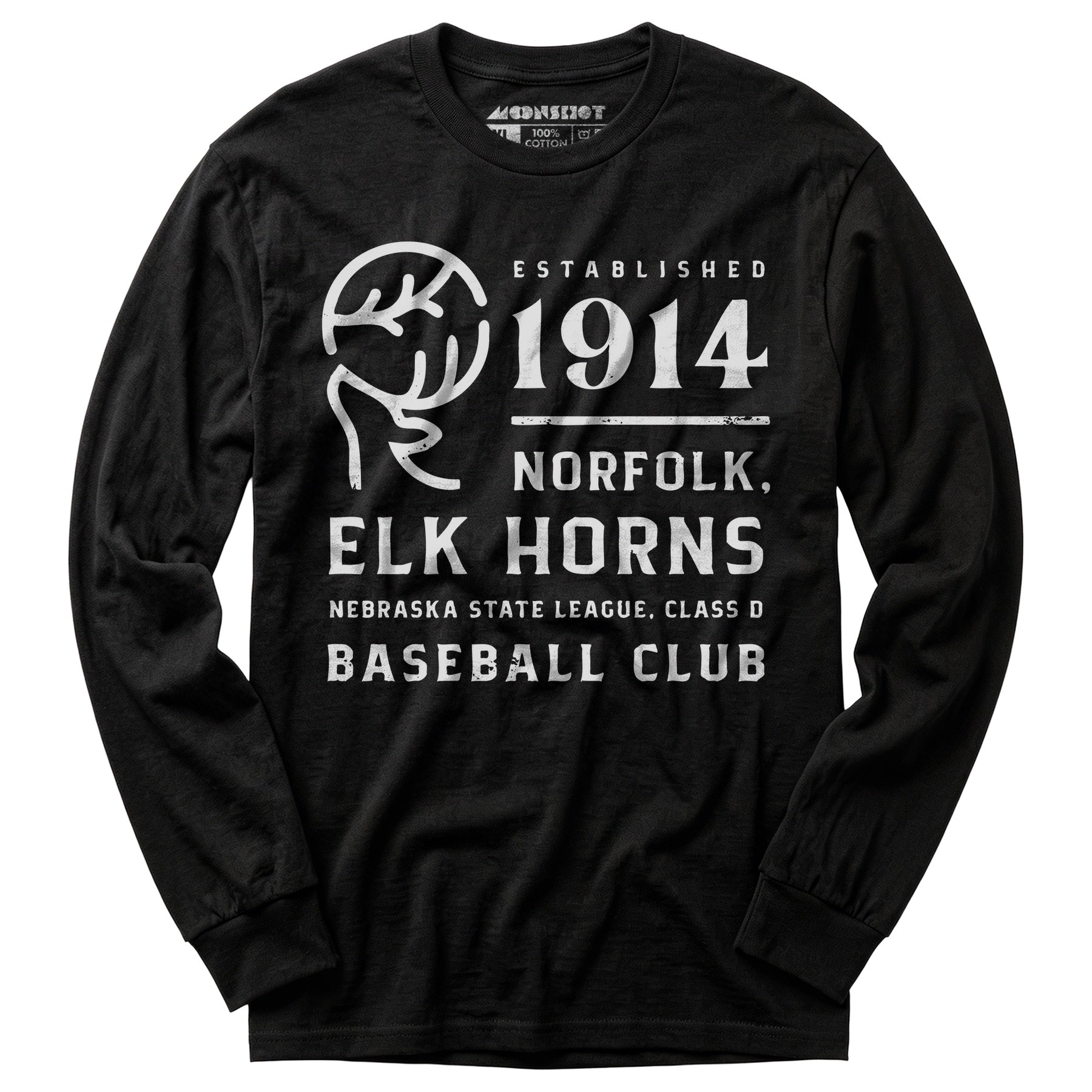 Norfolk Elk Horns - Nebraska - Vintage Defunct Baseball Teams - Long Sleeve T-Shirt