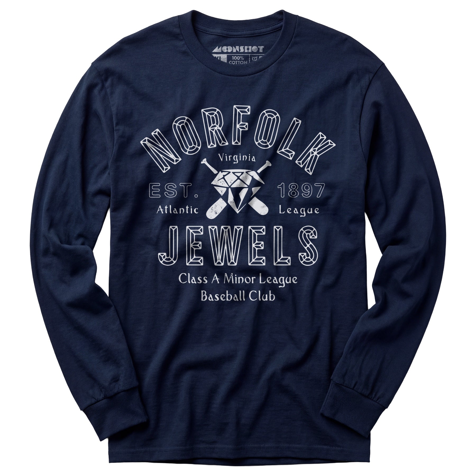 Norfolk Jewels - Virginia - Vintage Defunct Baseball Teams - Long Sleeve T-Shirt