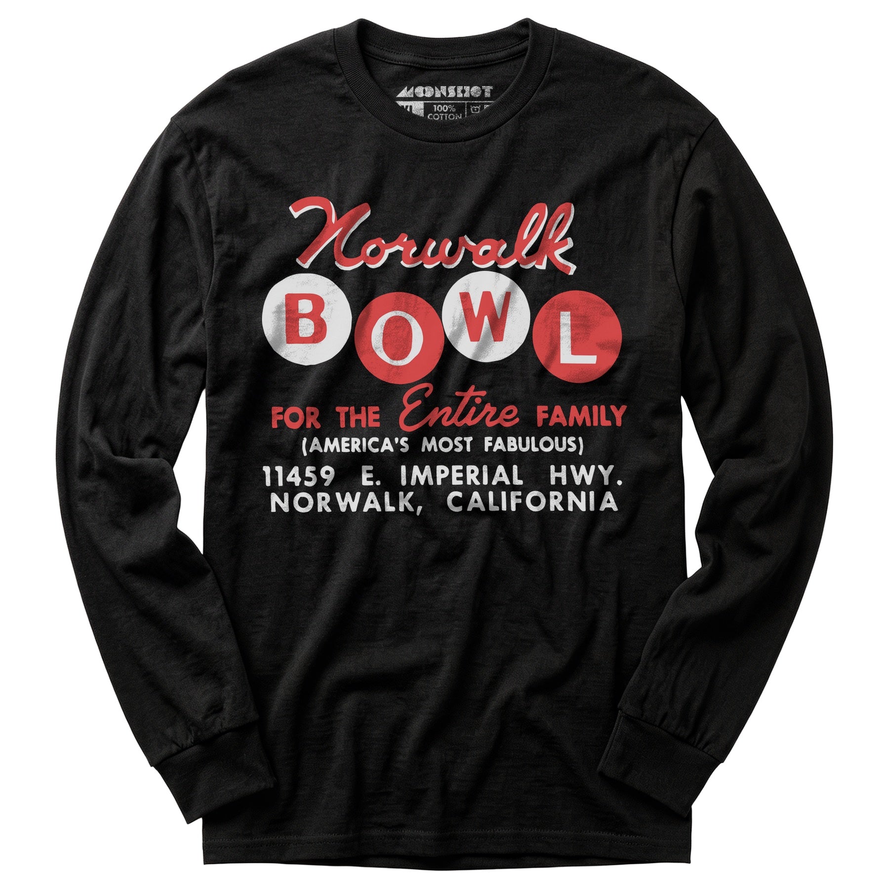 Norwalk Bowl - Norwalk, CA - Vintage Bowling Alley - Long Sleeve T-Shirt