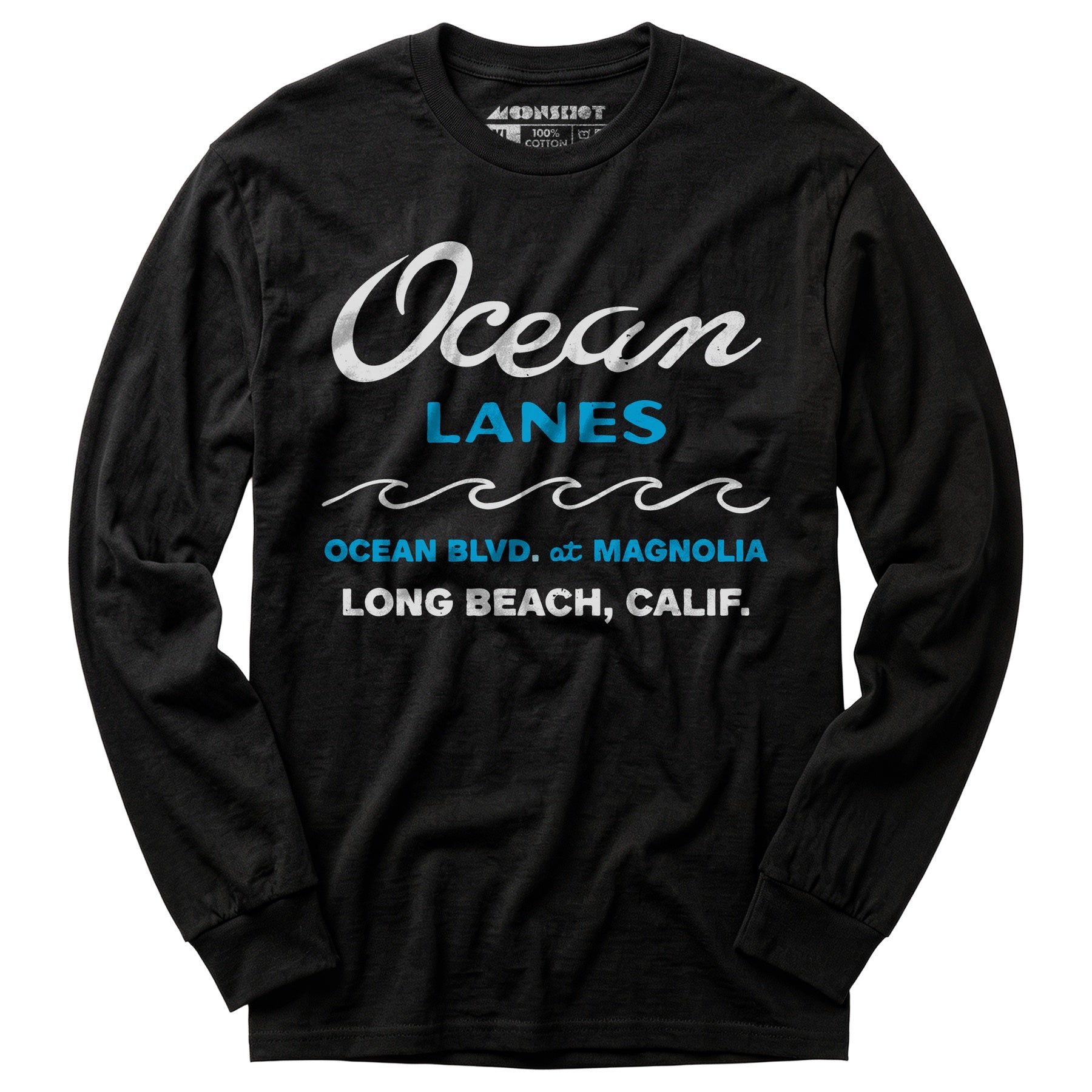 Ocean Lanes - Long Beach, CA - Vintage Bowling Alley - Long Sleeve T-Shirt