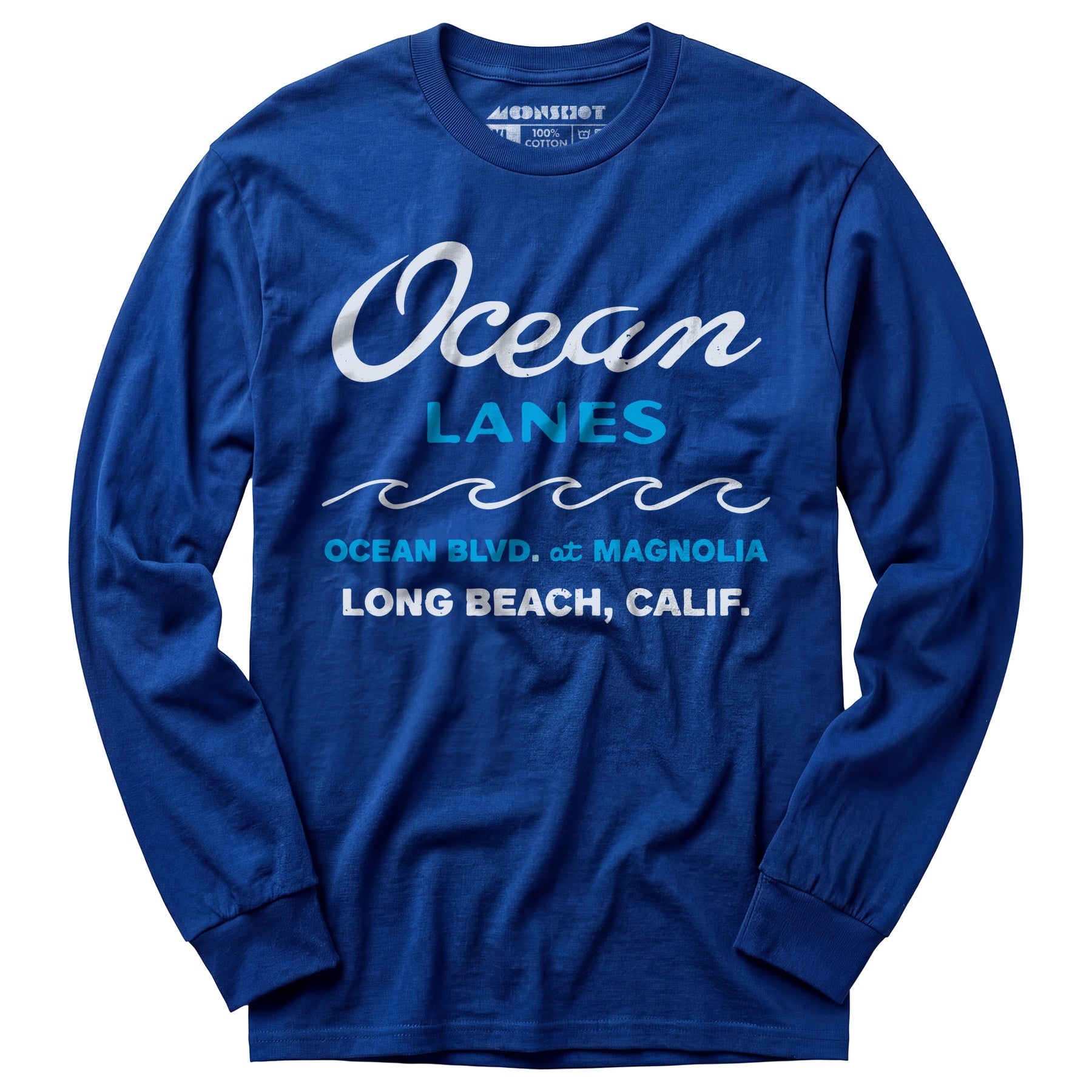 Ocean Lanes - Long Beach, CA - Vintage Bowling Alley - Long Sleeve T-Shirt