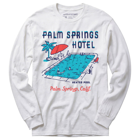 Palm Springs Hotel Pool - Vintage Greater Palm Springs, CA - Long Sleeve T-Shirt