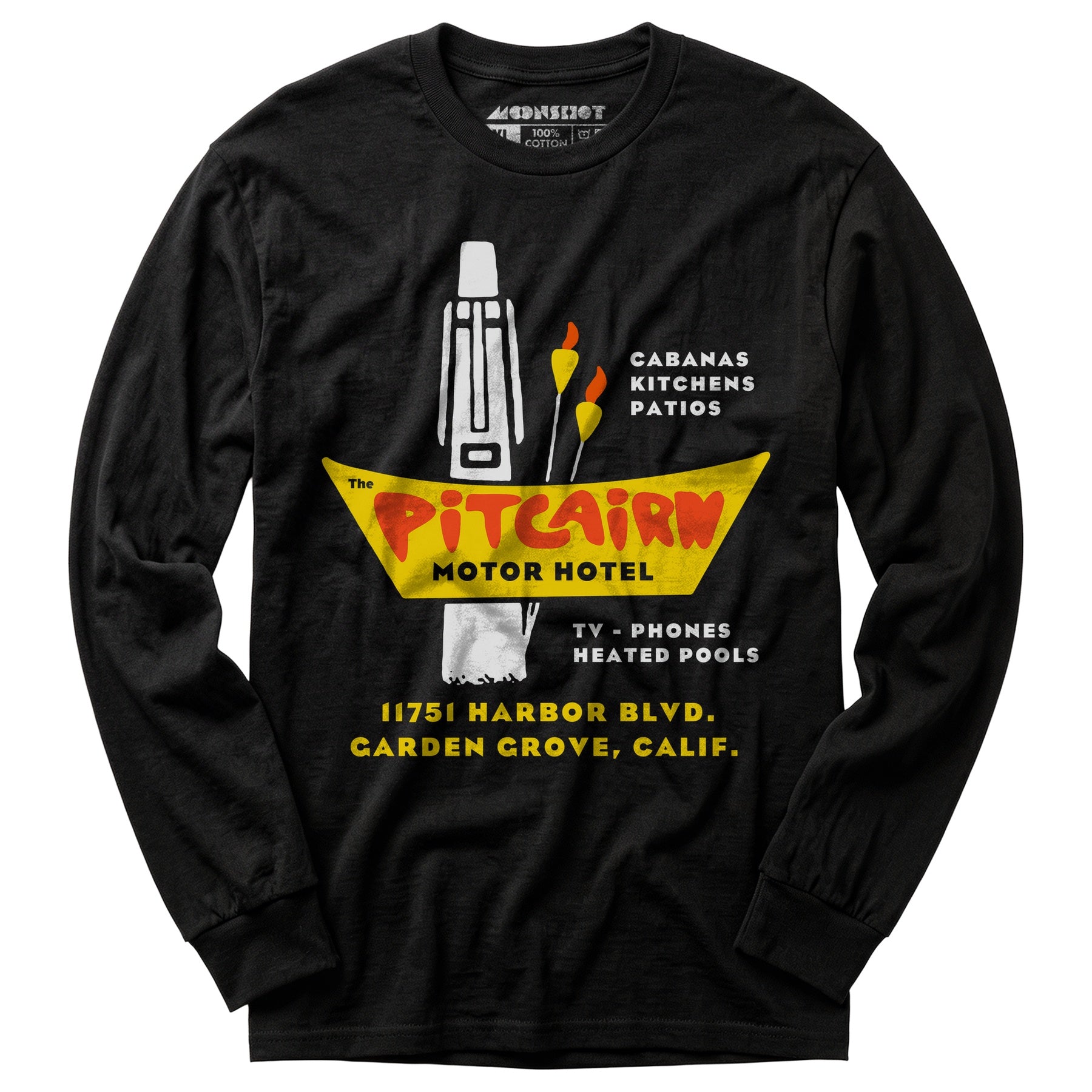 Pitcairn Motor Hotel - Garden Grove, CA - Vintage Hotel - Long Sleeve T-Shirt