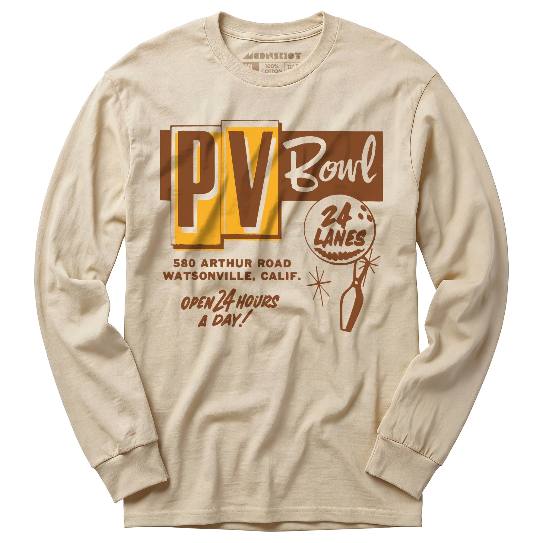 PV Bowl - Watsonville, CA - Vintage Bowling Alley - Long Sleeve T-Shirt