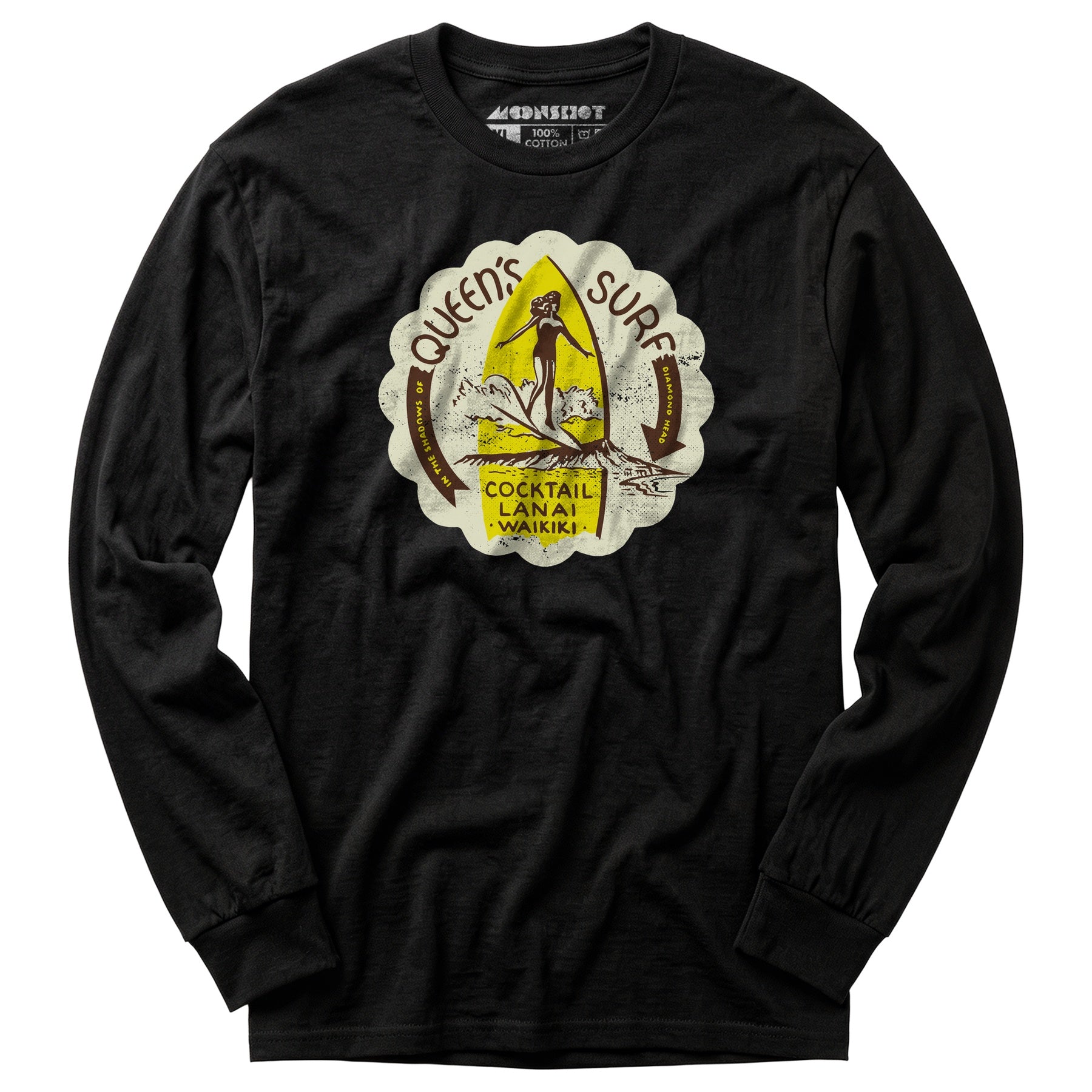Queen's Surf - Waikiki, HI - Vintage Tiki Bar - Long Sleeve T-Shirt