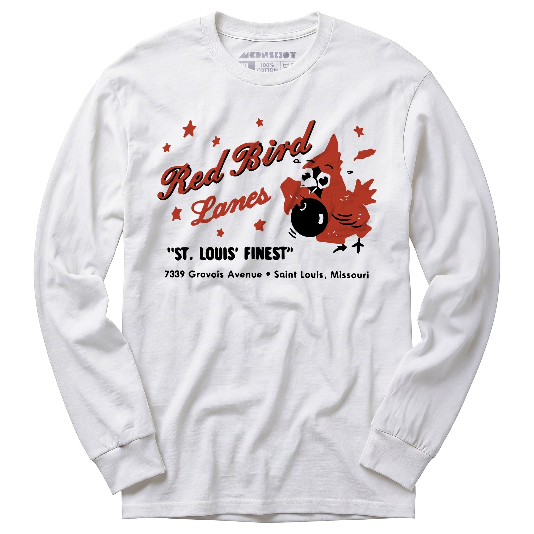 Red Bird Lanes v1 - St. Louis, MO - Vintage Bowling Alley - Long Sleeve T-Shirt