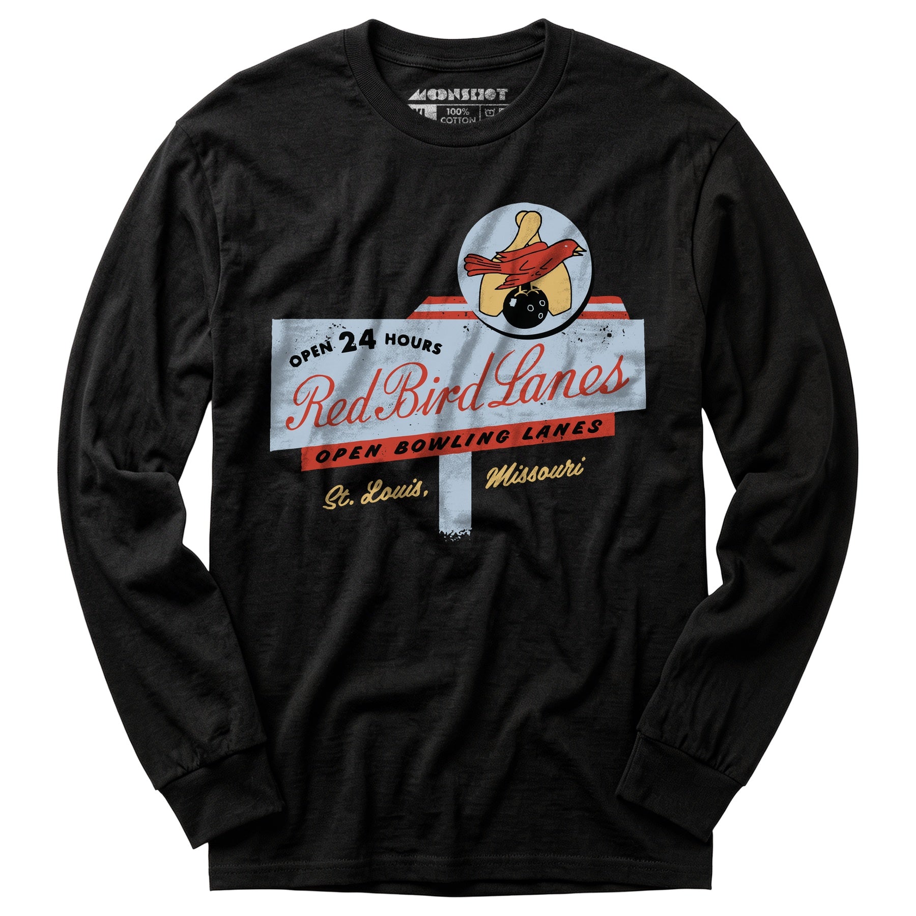 Red Bird Lanes v2 - St. Louis, MO - Vintage Bowling Alley - Long Sleeve T-Shirt