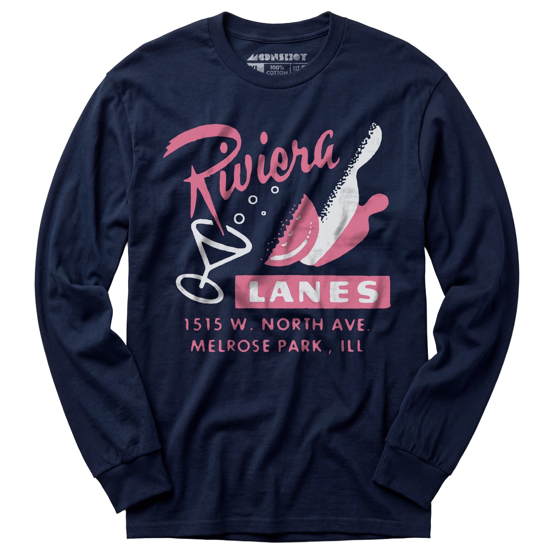 Riviera Lanes - Melrose Park, IL - Vintage Bowling Alley - Long Sleeve T-Shirt