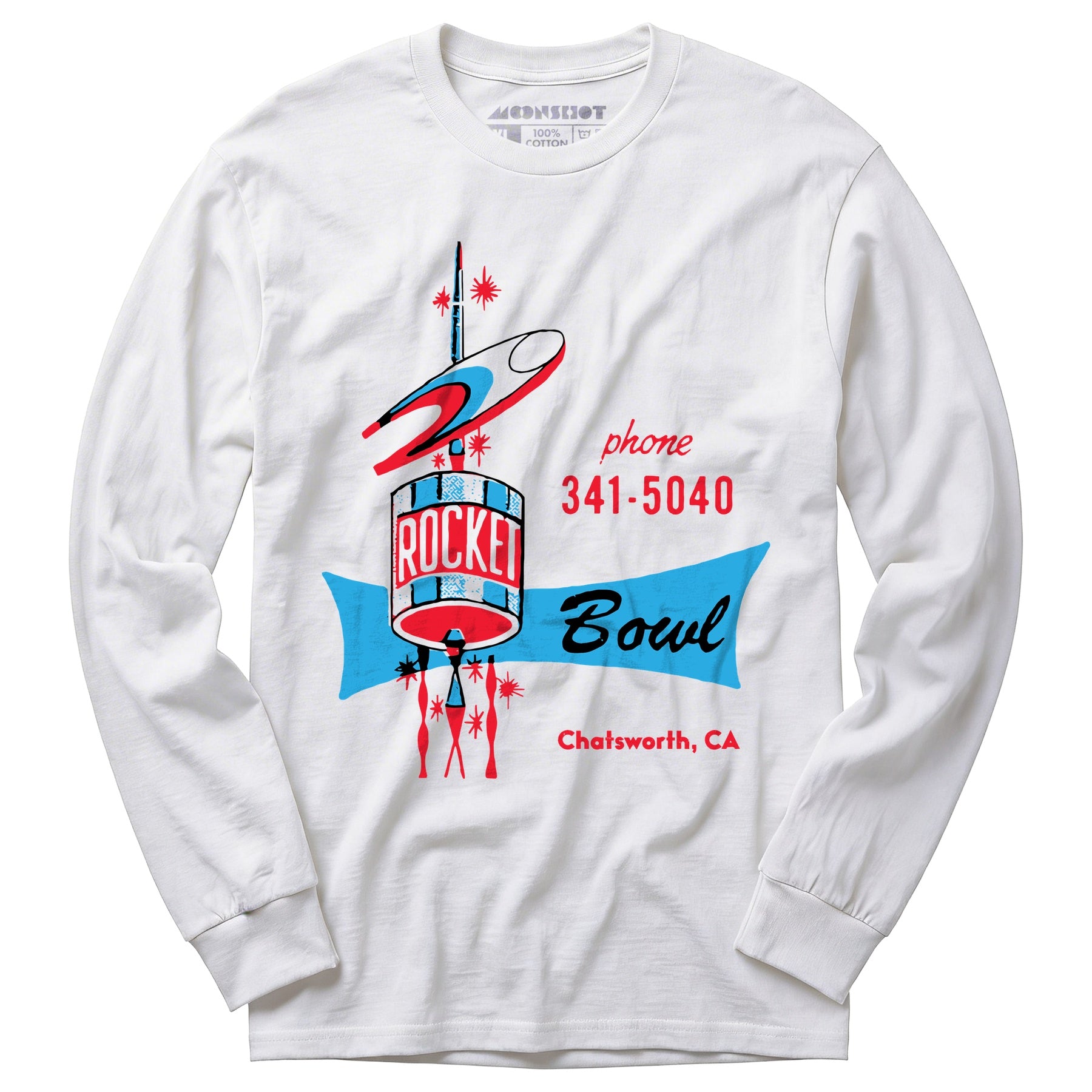 Rocket Bowl - Chatsworth, CA - Vintage Bowling Alley - Long Sleeve T-Shirt