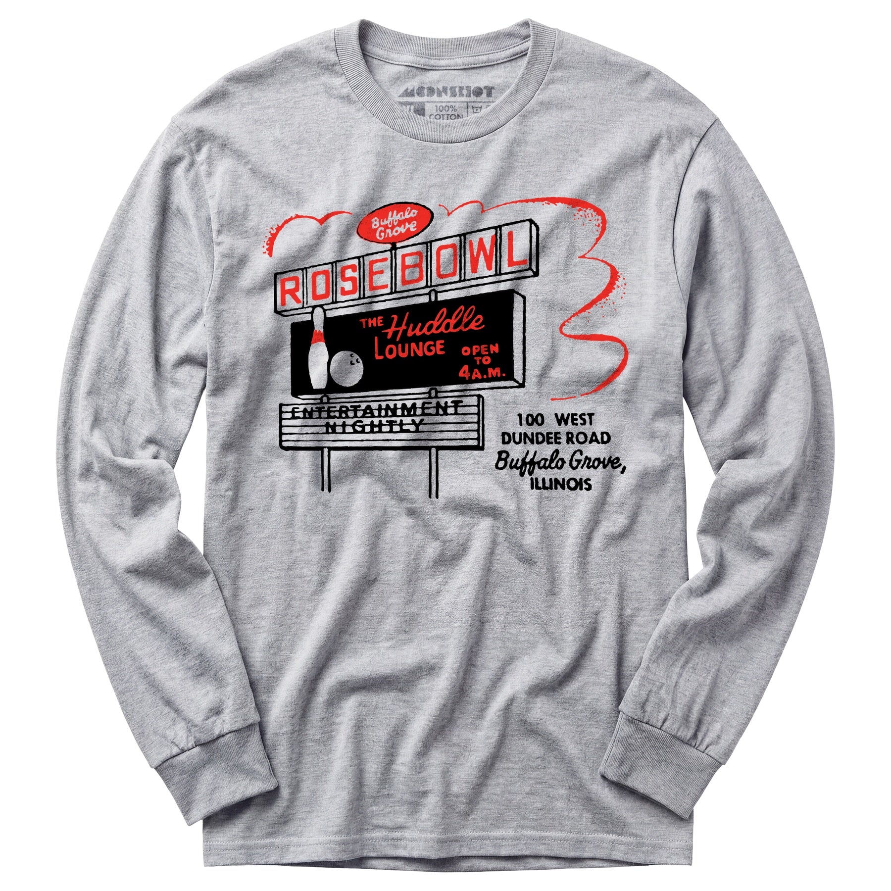Rose Bowl - Buffalo Grove, IL - Vintage Bowling Alley - Long Sleeve T-Shirt