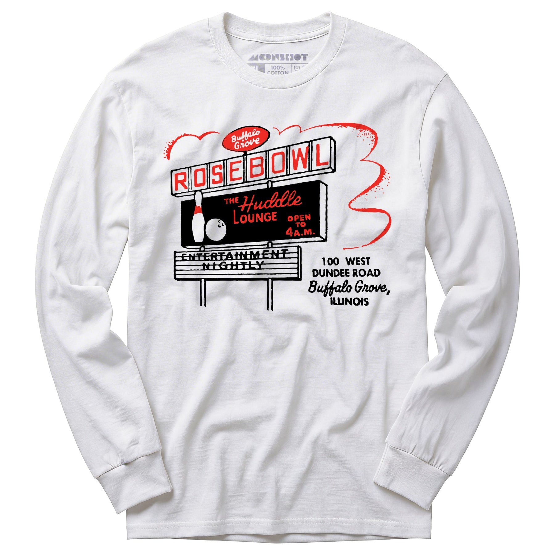 Rose Bowl - Buffalo Grove, IL - Vintage Bowling Alley - Long Sleeve T-Shirt