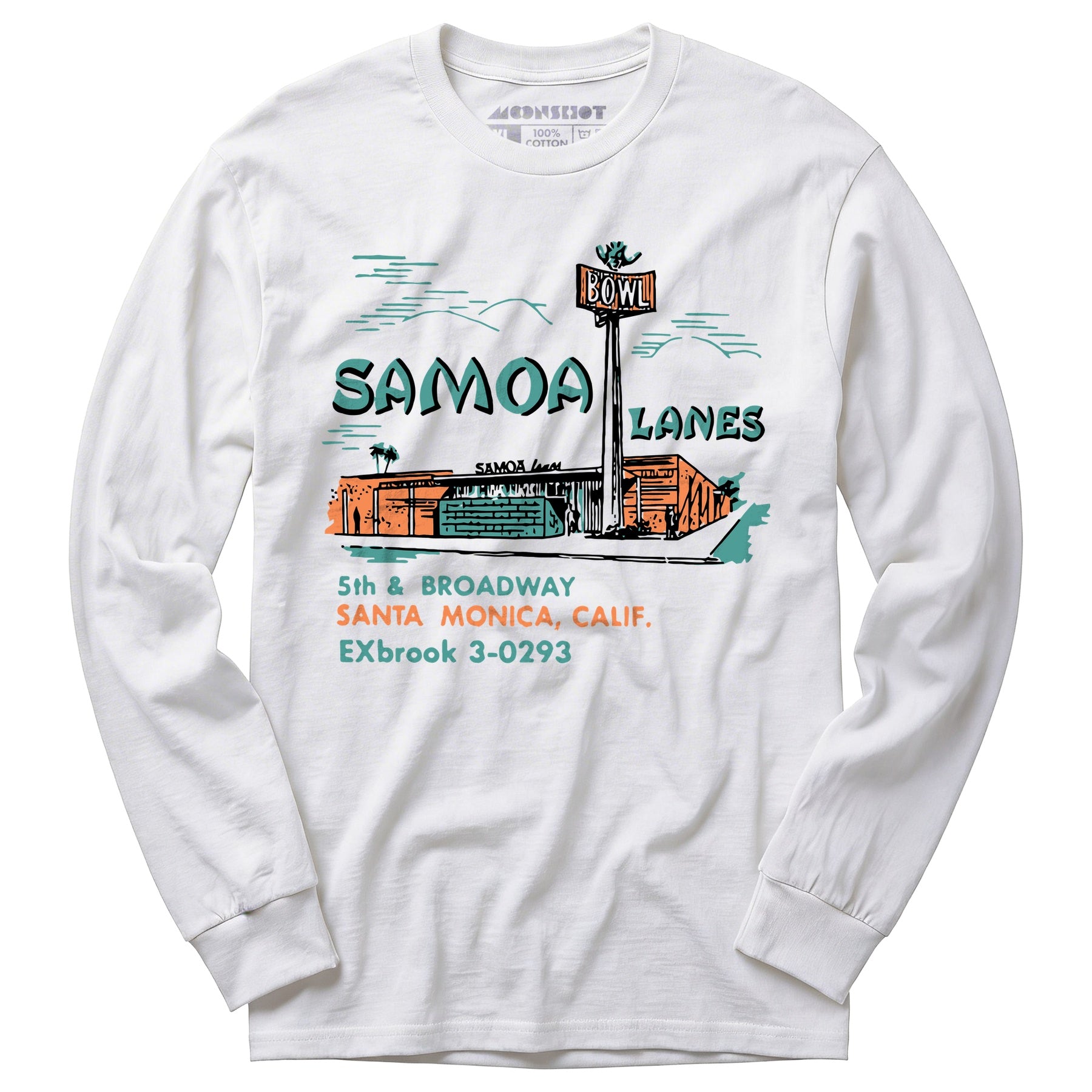 Samoa Lanes - Santa Monica, CA - Vintage Bowling Alley - Long Sleeve T-Shirt