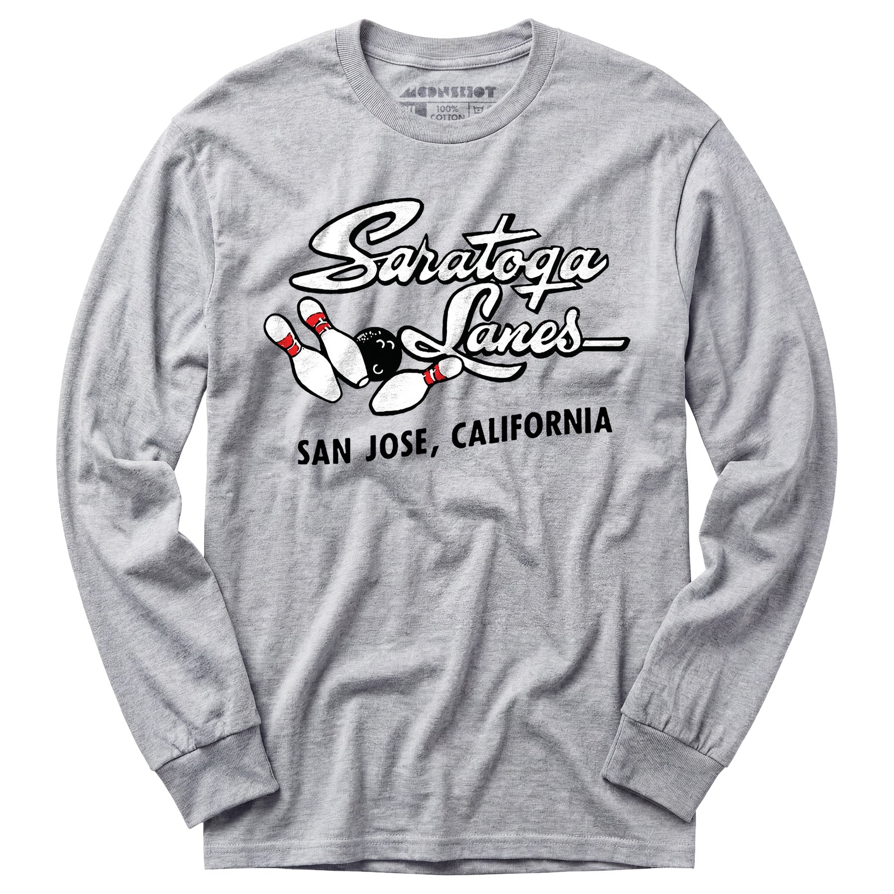 Saratoga Lanes - San Jose, CA - Vintage Bowling Alley - Long Sleeve T-Shirt