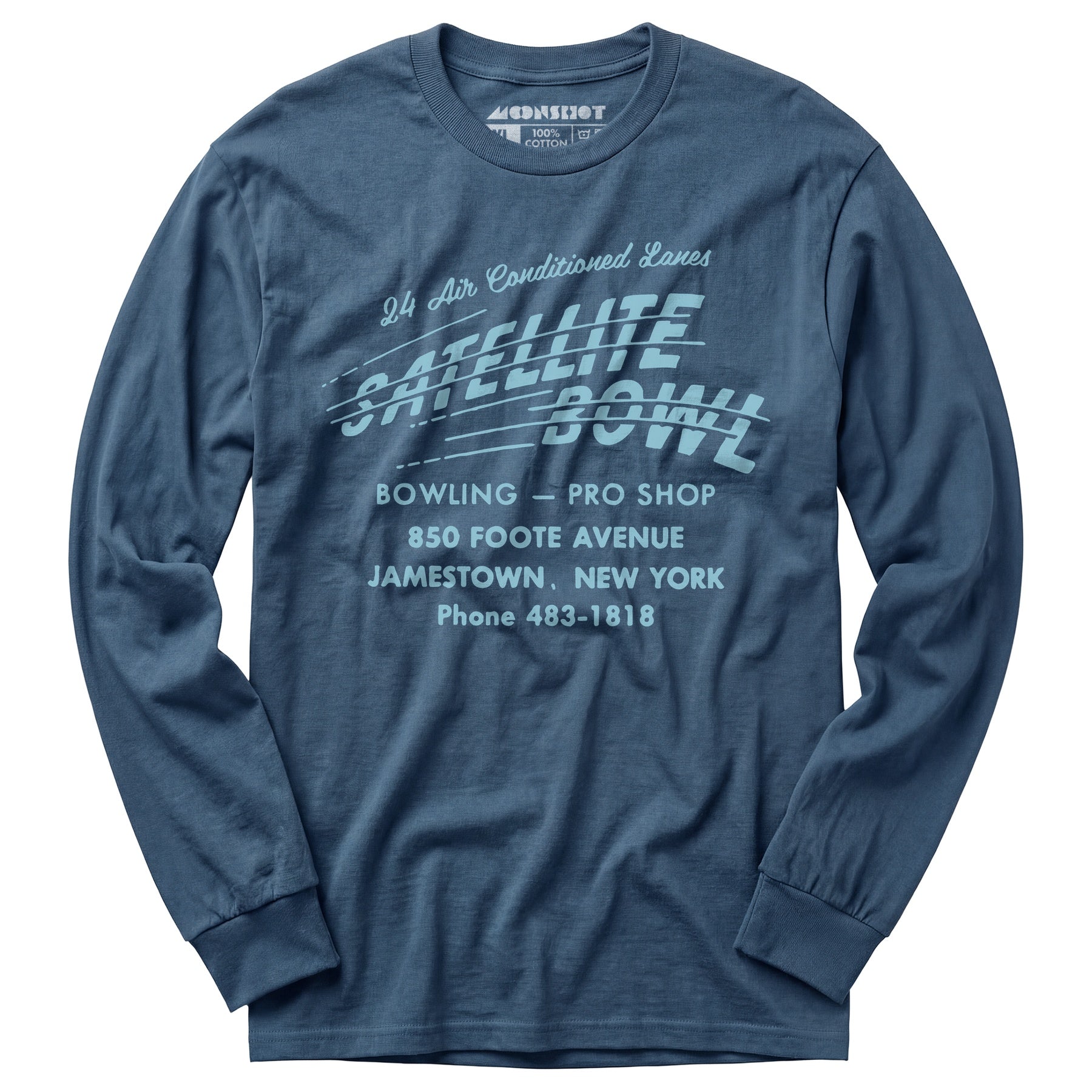 Satellite Bowl - Jamestown, NY - Vintage Bowling Alley - Long Sleeve T-Shirt