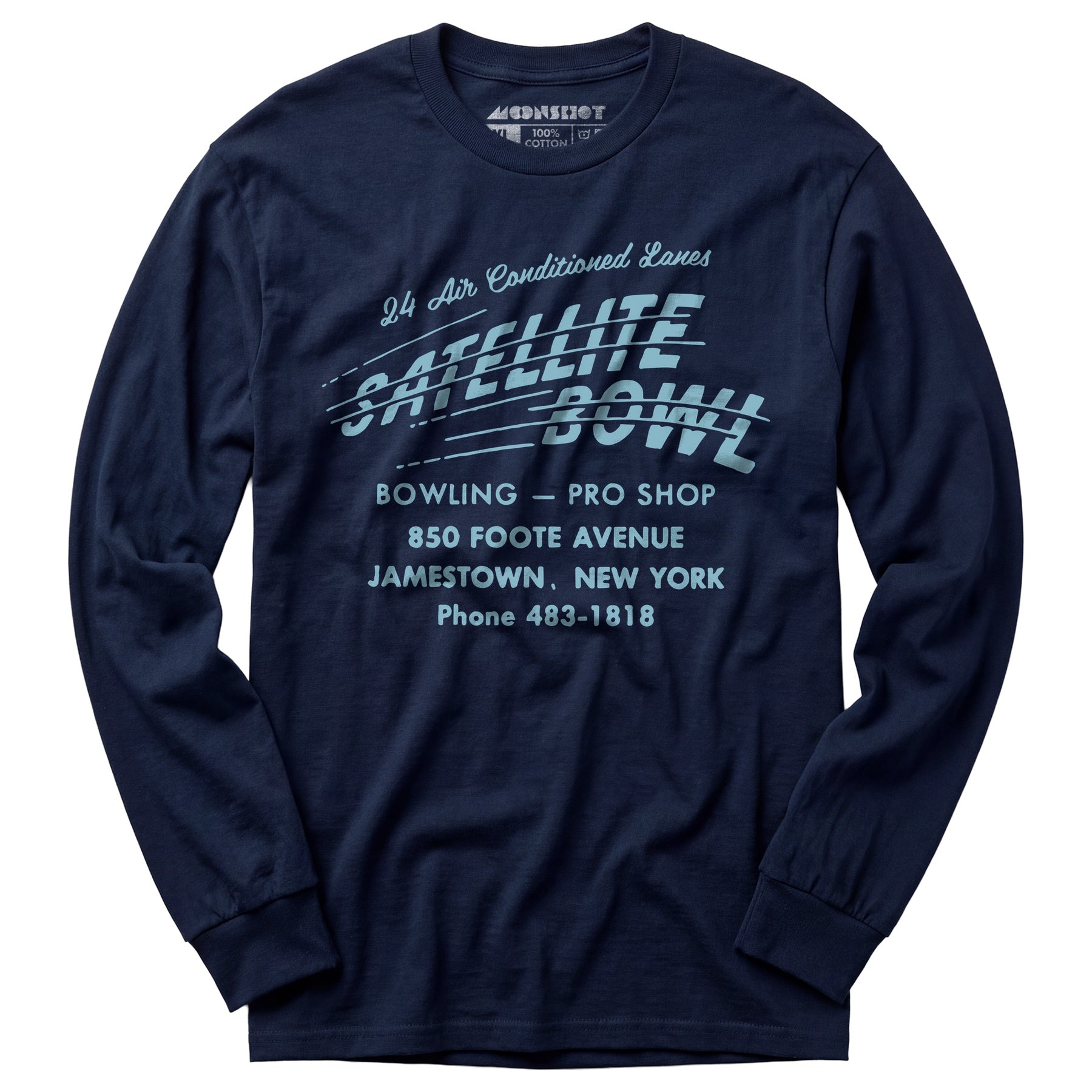 Satellite Bowl - Jamestown, NY - Vintage Bowling Alley - Long Sleeve T-Shirt